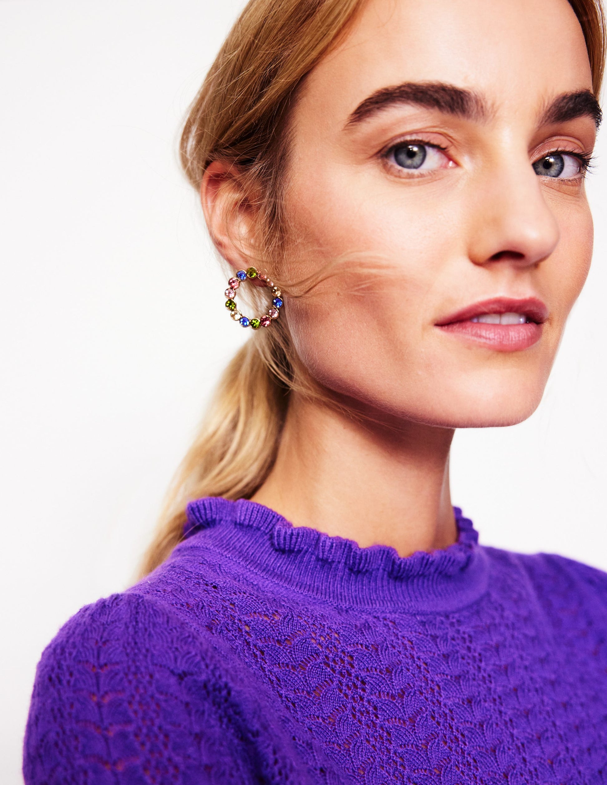Jewel Hoop Earrings-Multi-1