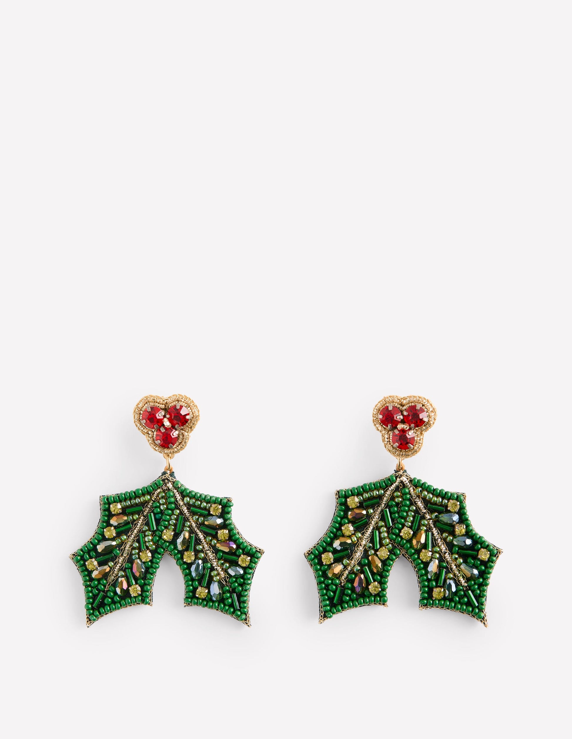 Boucles d'oreilles de Noël fantaisie-Houx-2