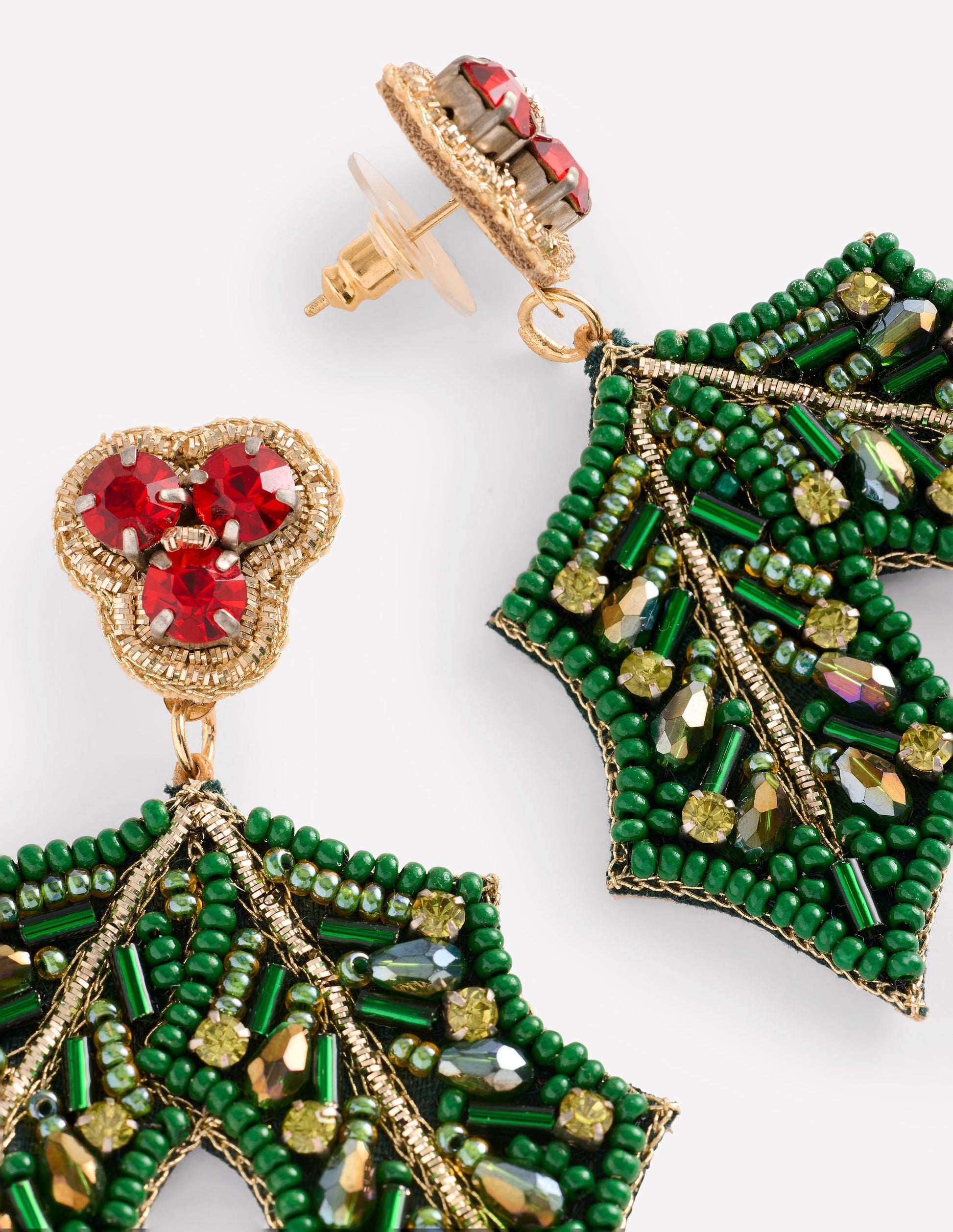 Boucles d'oreilles de Noël fantaisie-Houx-3