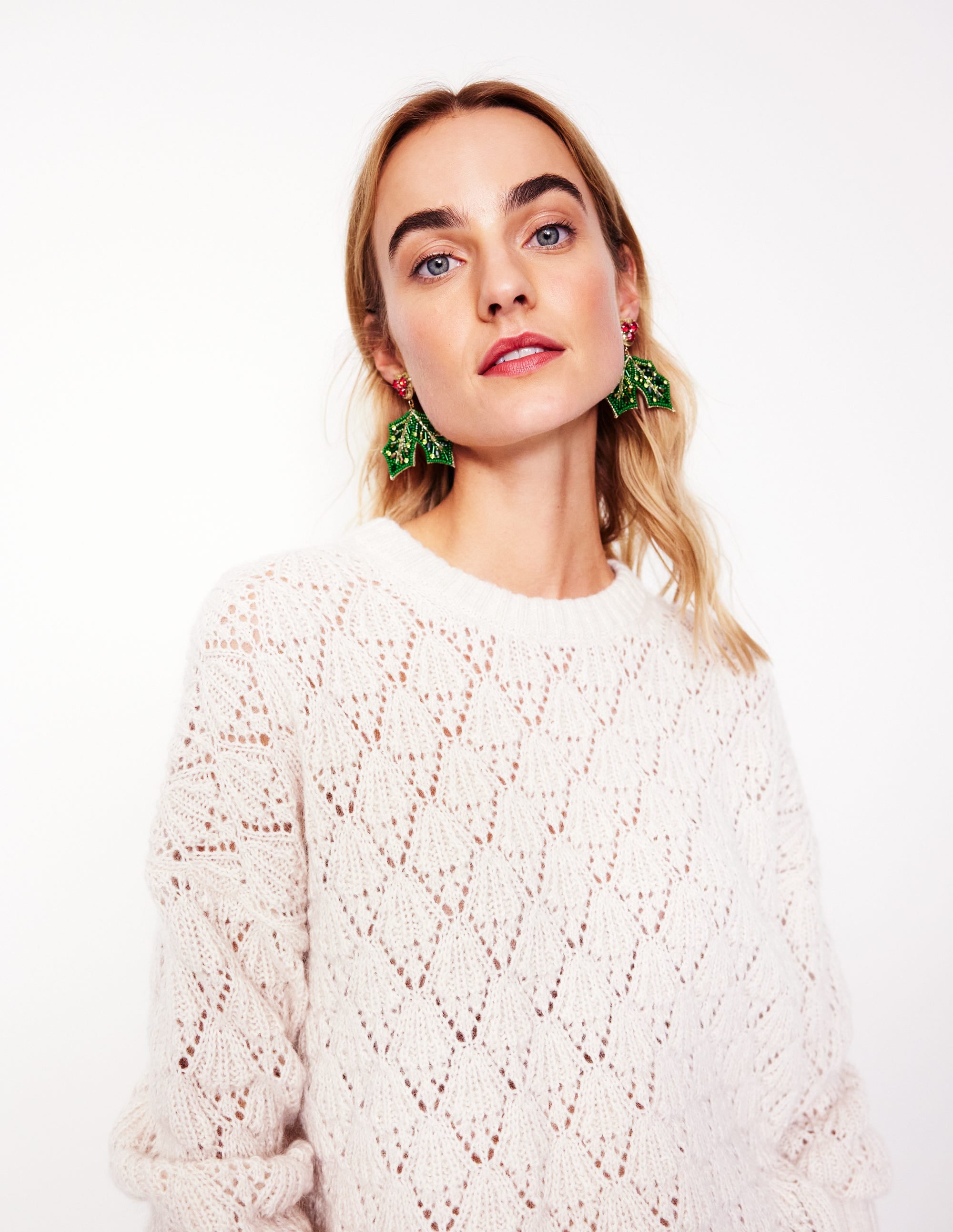 Boucles d'oreilles de Noël fantaisie-Houx - Image 1