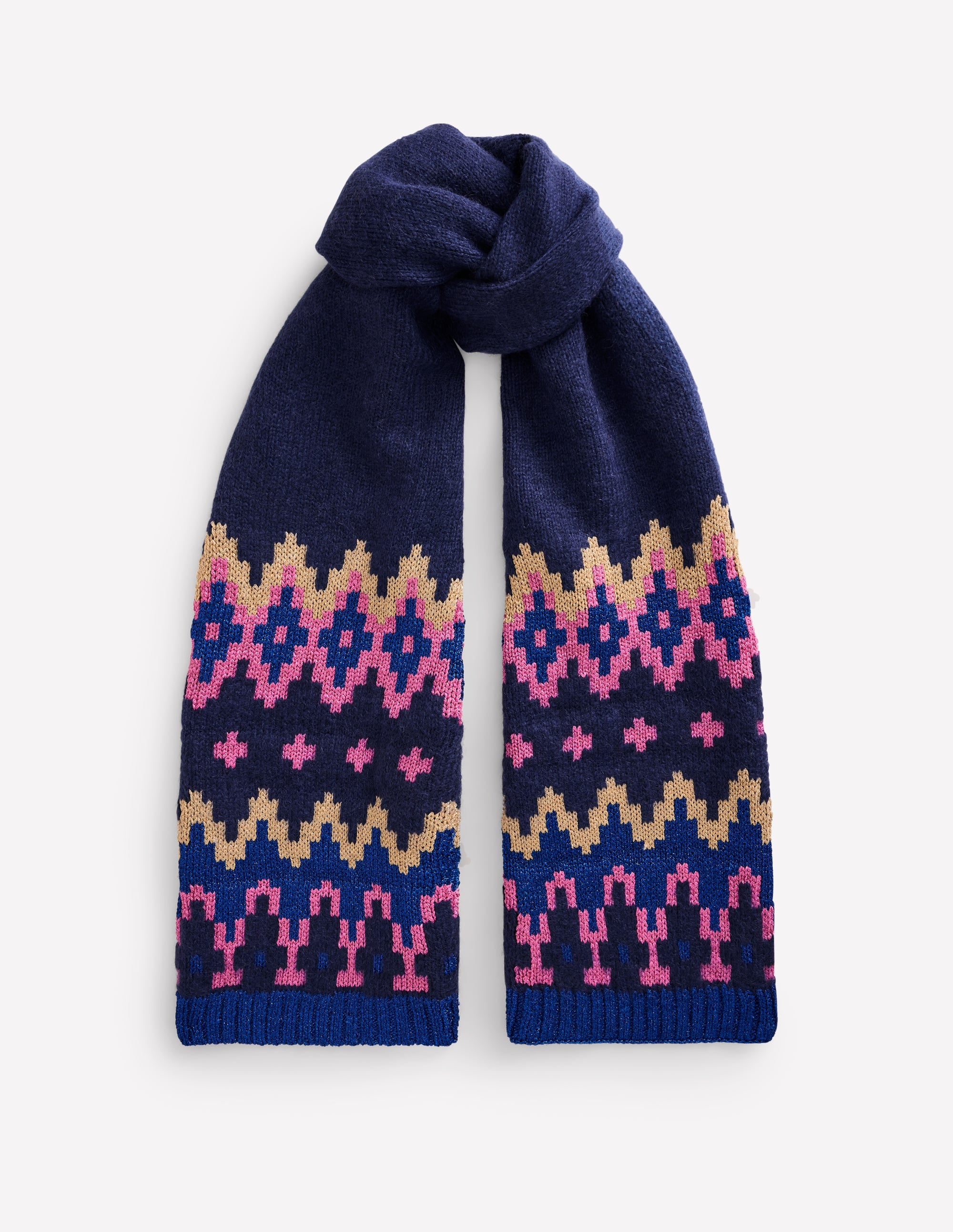 Écharpe épaisse à motif jacquard-Bleu Marine, Petits Pois - Image 2