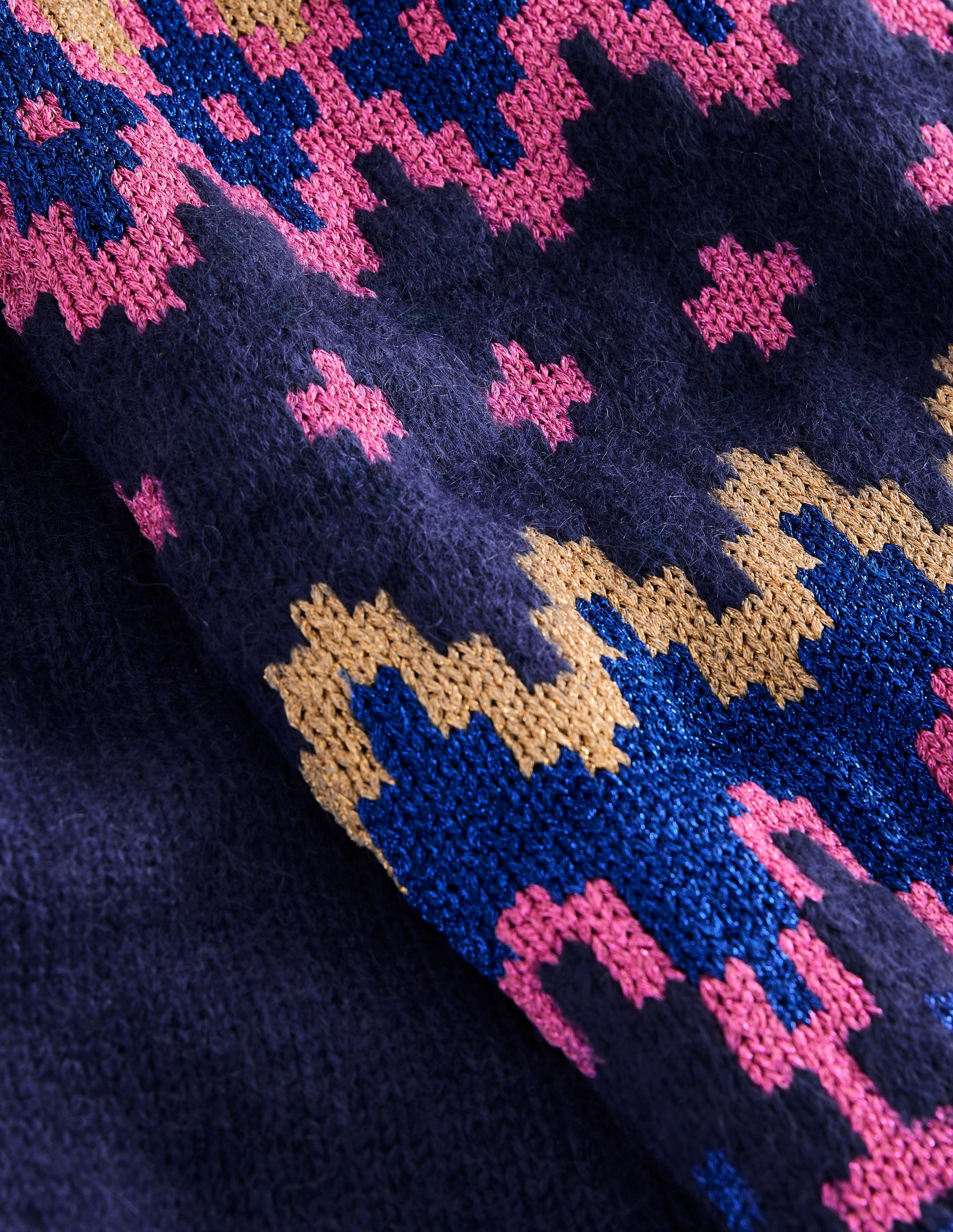 Écharpe épaisse à motif jacquard-Bleu Marine, Petits Pois - Image 3