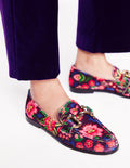 Mocassins Iris à mors ornementé-Velours Imprimé
