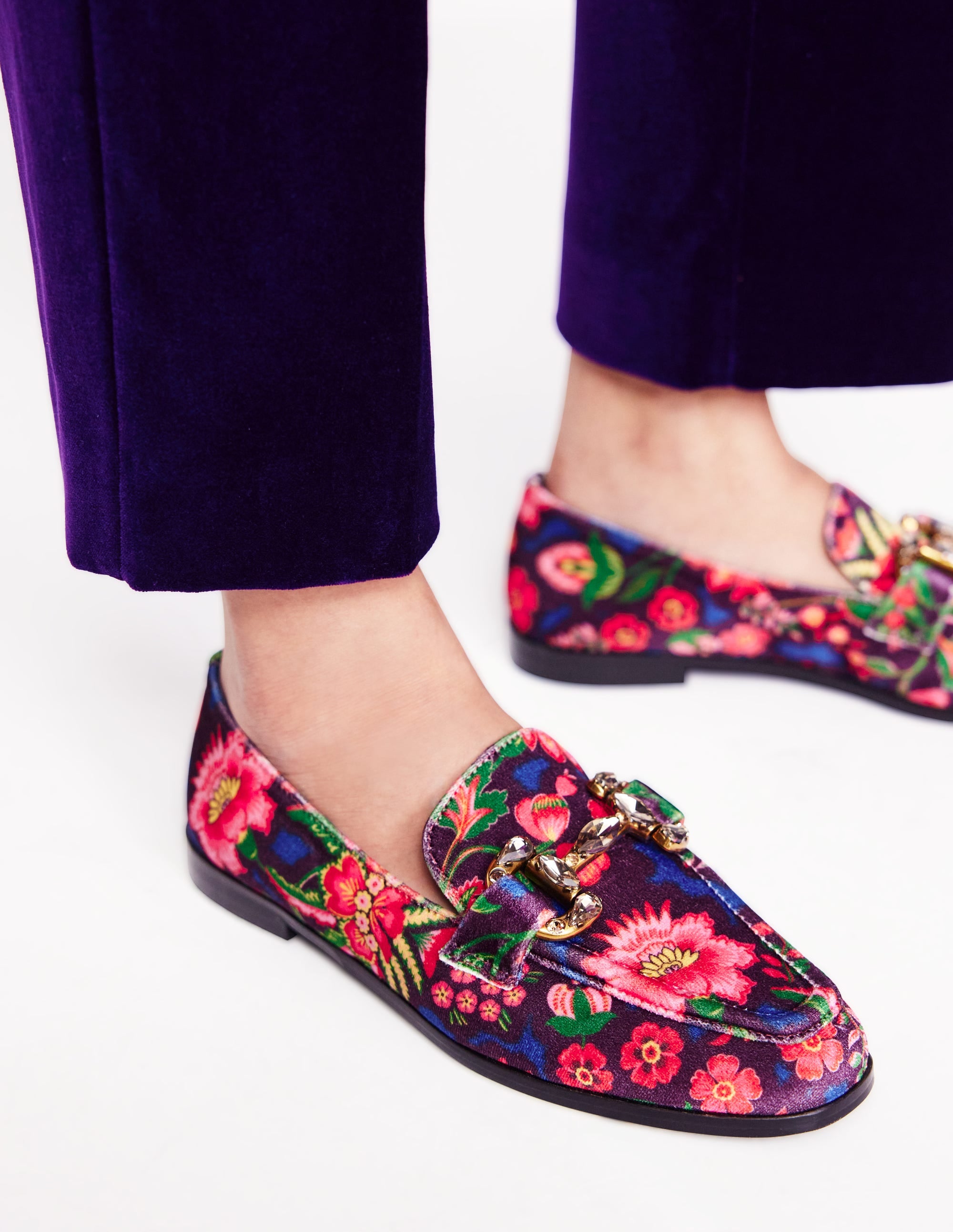 Mocassins Iris à mors ornementé-Velours Imprimé - Image 1