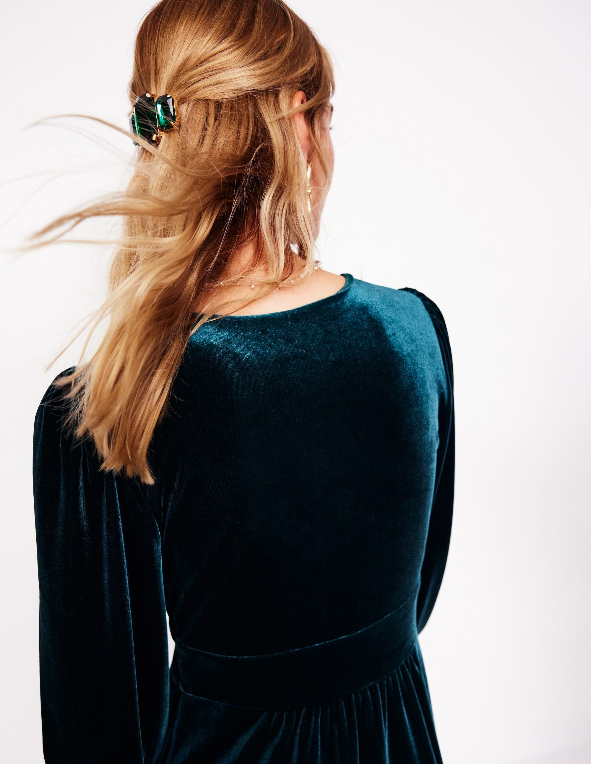 Grande barrette ornementée-Vert - Image 1