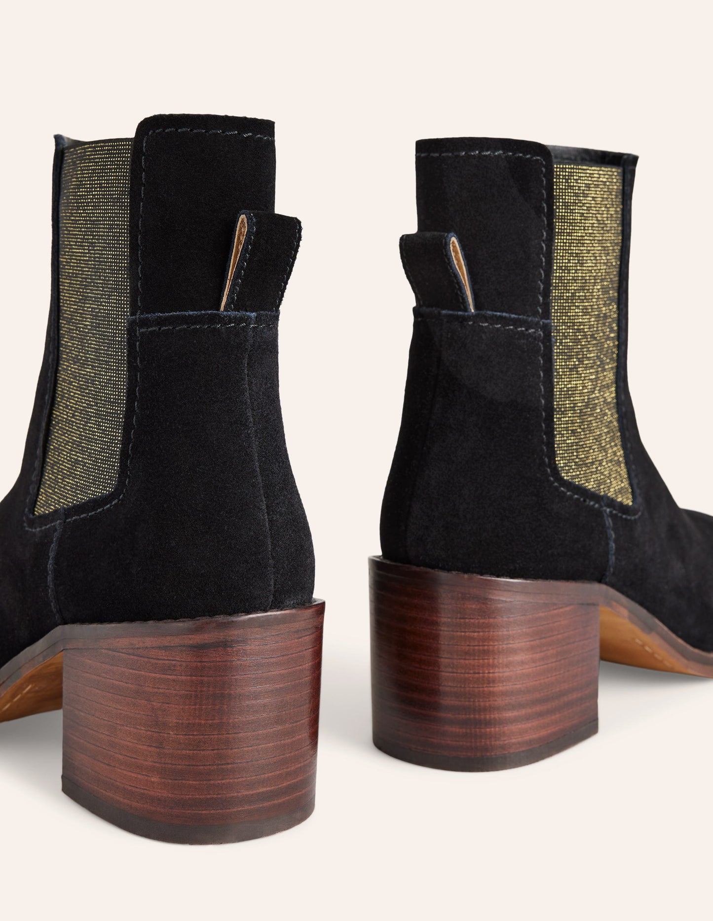 Chelsea-Stiefel mit Blockabsatz-Schwarz