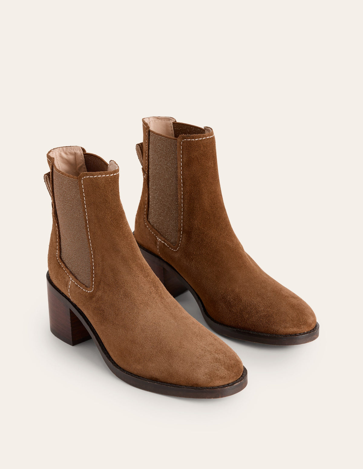 Chelsea-Stiefel mit Blockabsatz-Hellbraun - Image 3