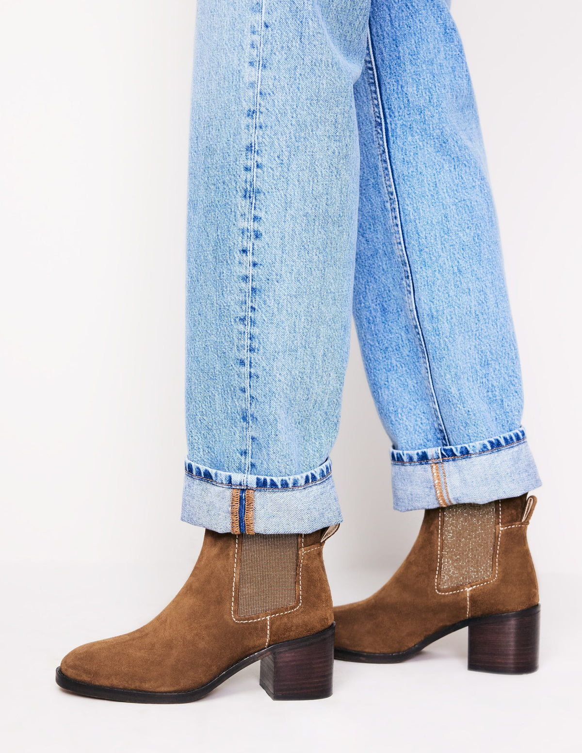 Chelsea-Stiefel mit Blockabsatz-Hellbraun - Image 2