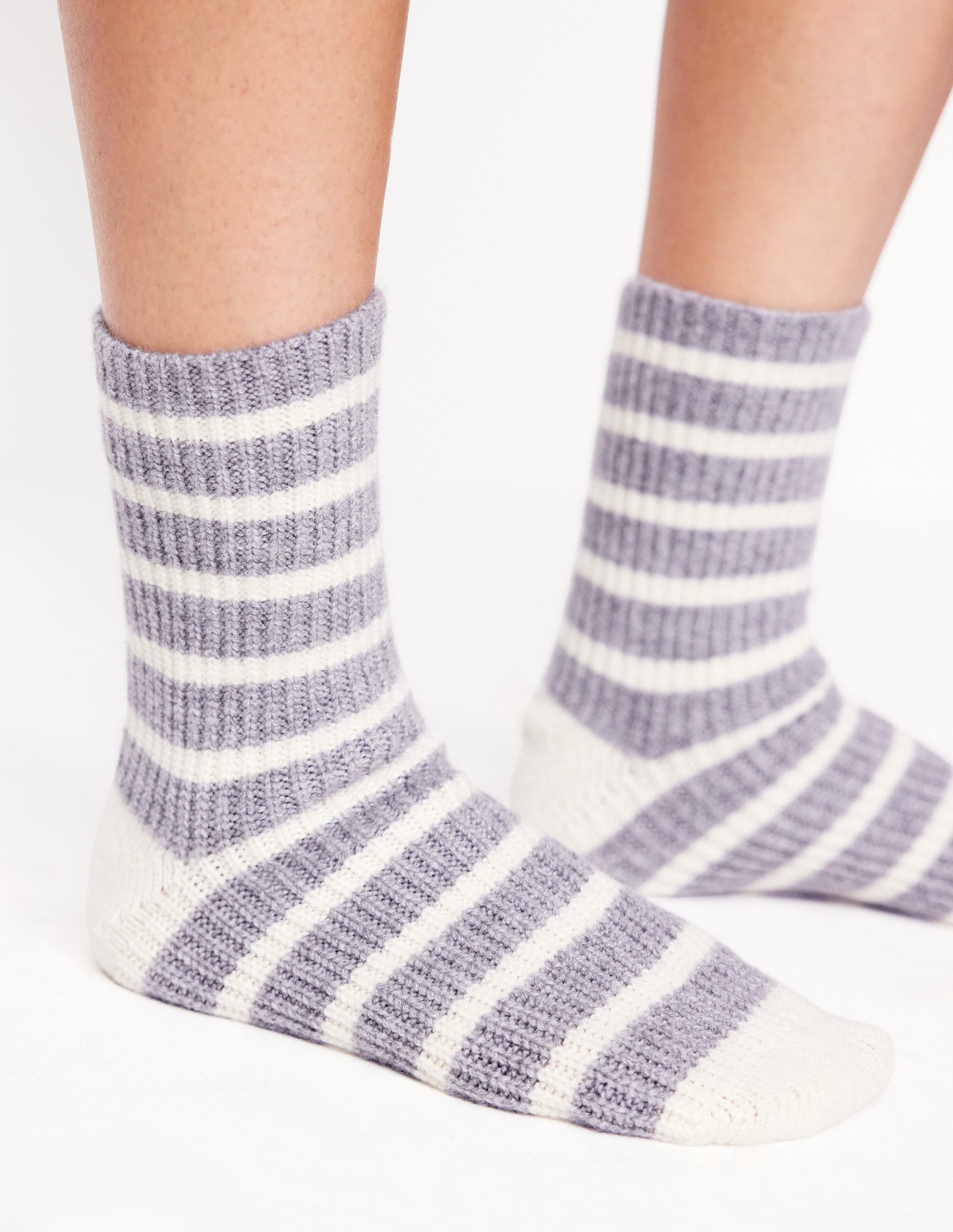 Chaussettes en cachemire-Gris et ivoire - Image 1