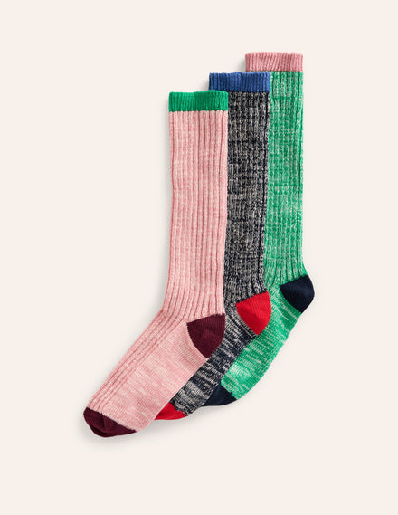 3 paires de chaussettes pour bottes-Ivory/Navy Linked Floral