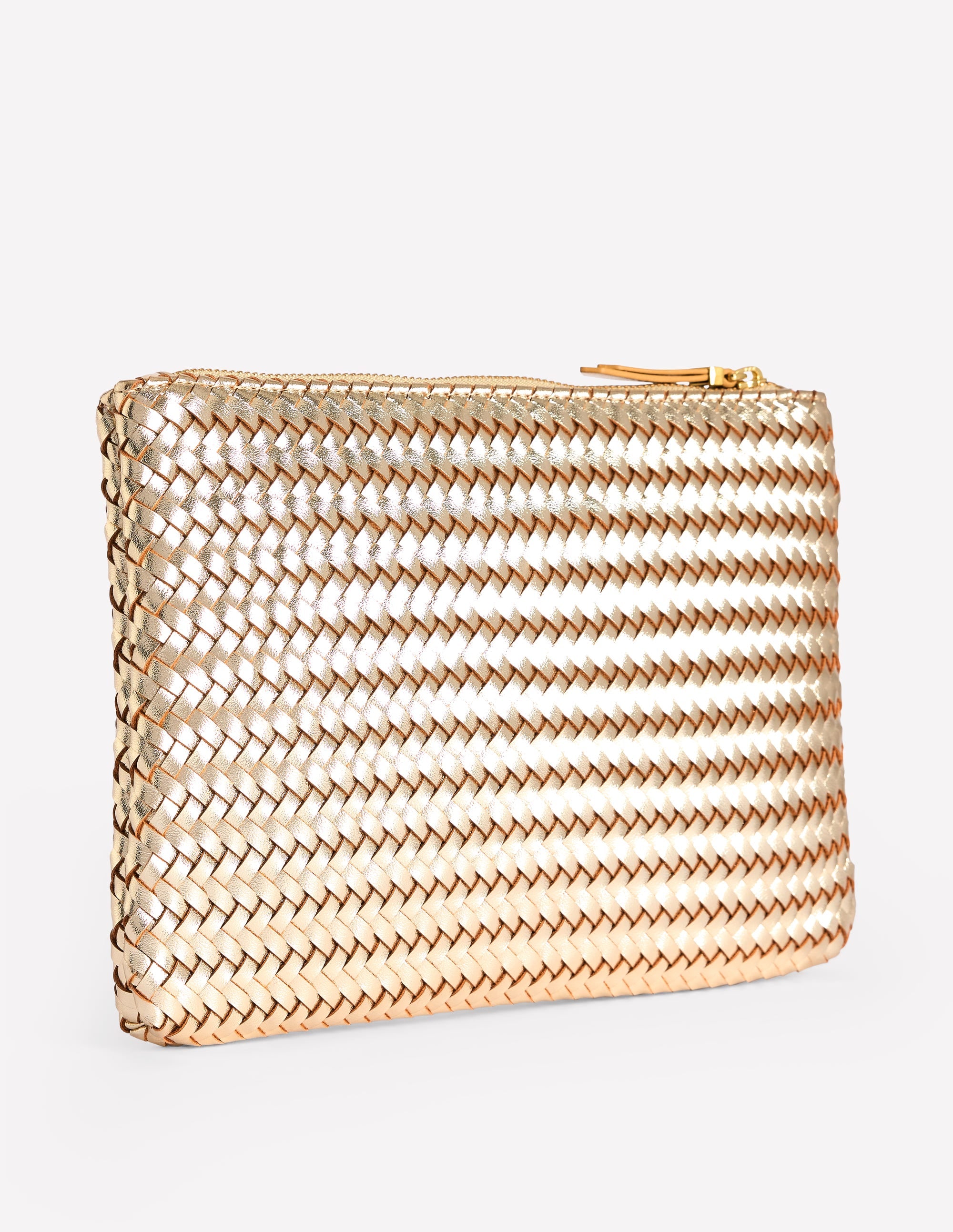 Woven Metallic Pouch-Gold - Image 3