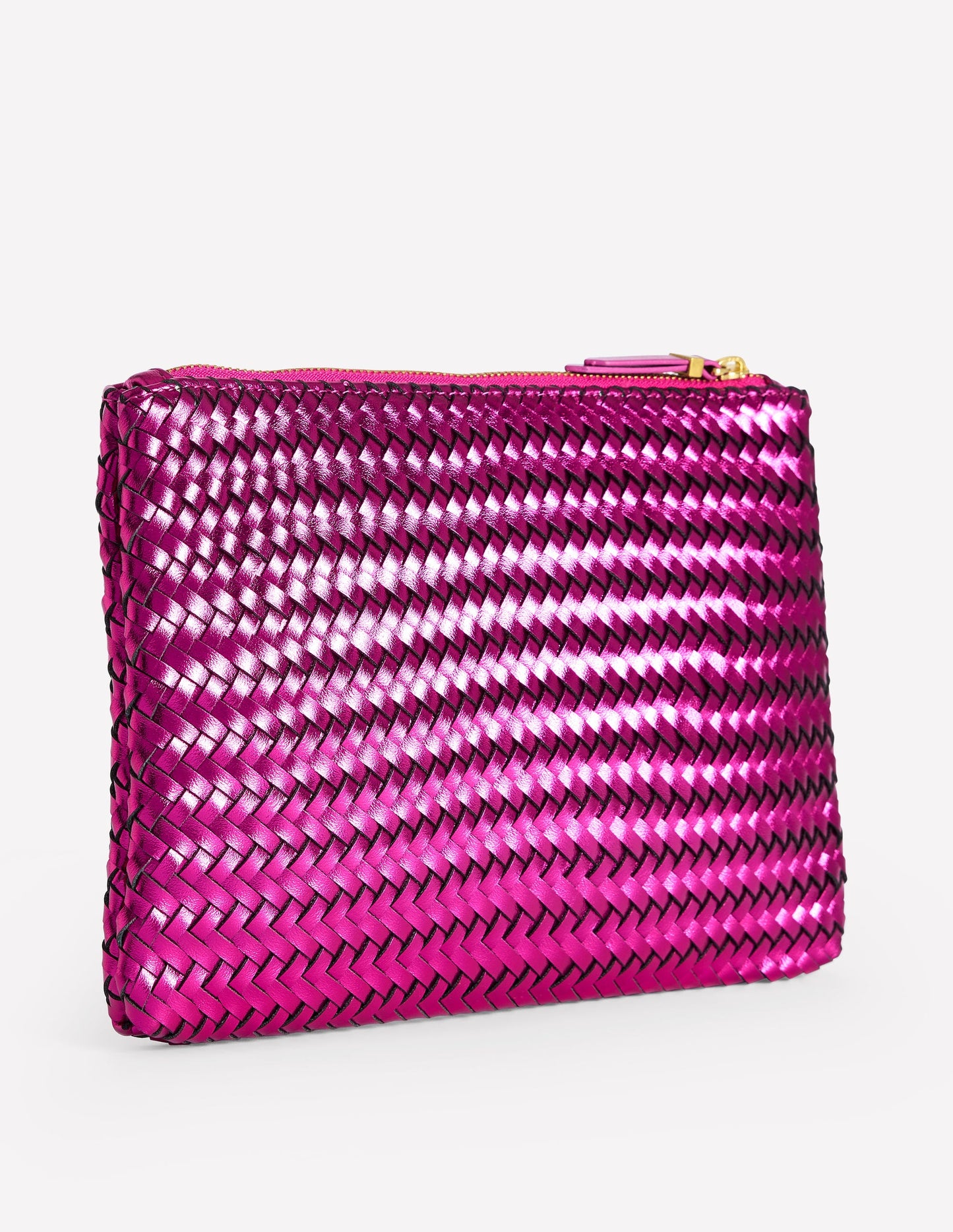 Gewebte Tasche in Metallic-Optik-Rosa-Metallic