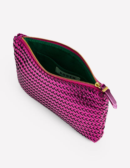 Gewebte Tasche in Metallic-Optik-Rosa-Metallic