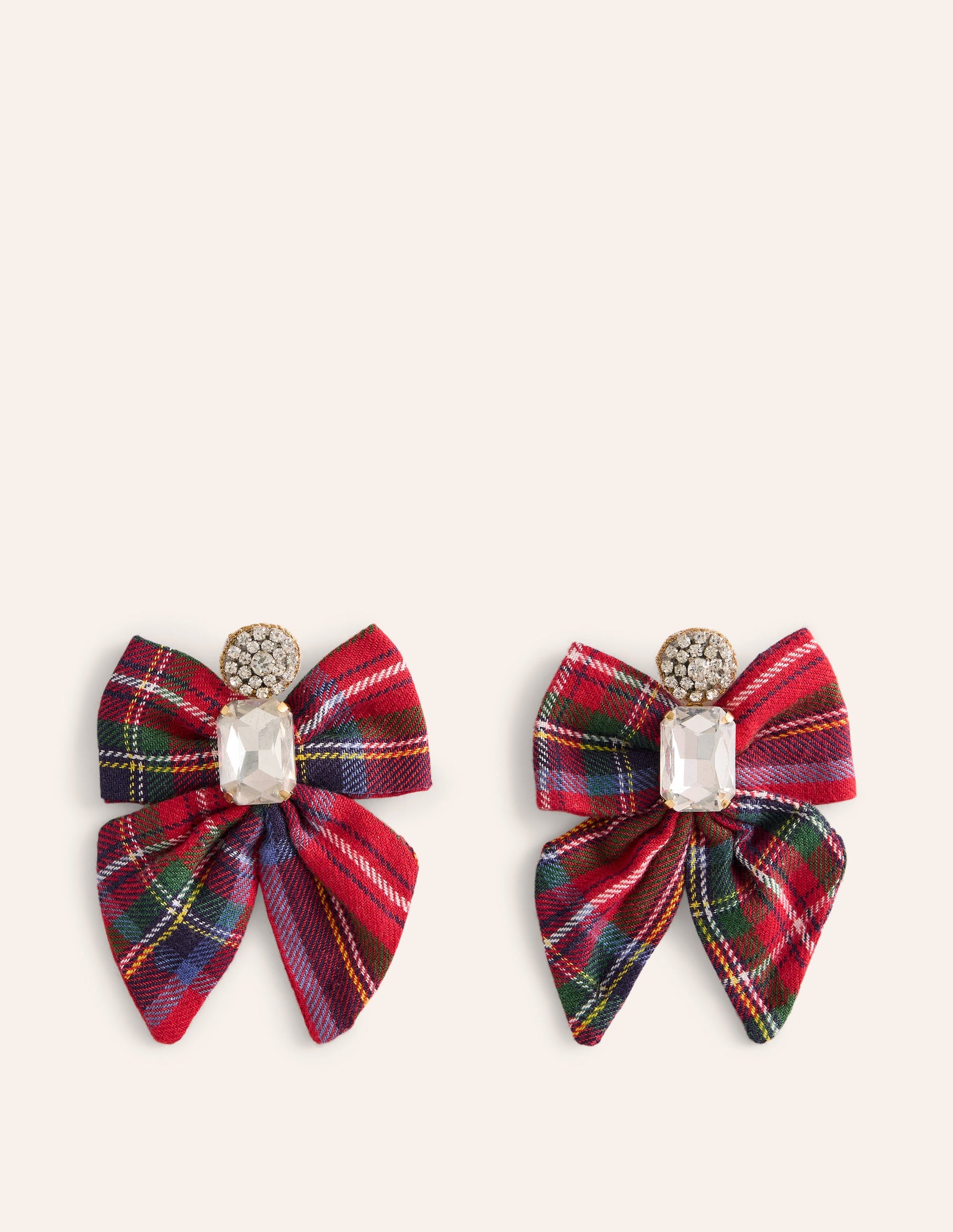 Boucles d'oreilles à nœuds fantaisie-Carreaux rouges et bleus-2