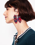 Boucles d'oreilles à nœuds fantaisie-Carreaux rouges et bleus