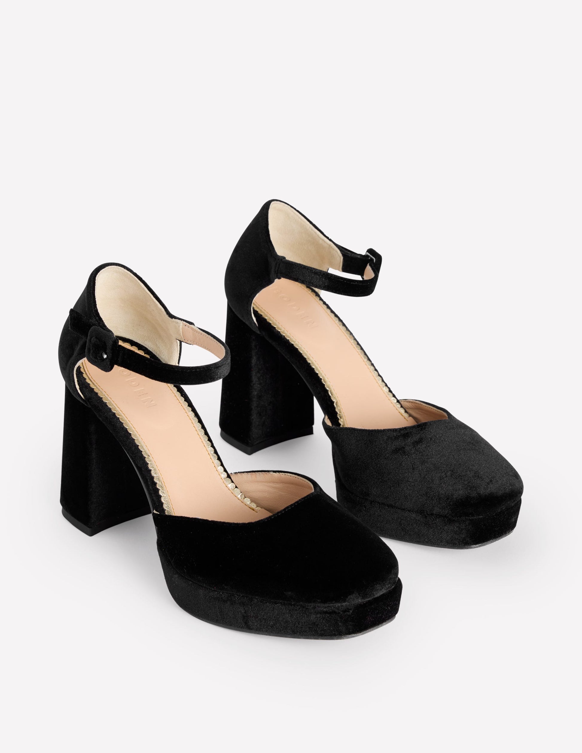 Closed Toe Platforms-Black Velvet Boden EU