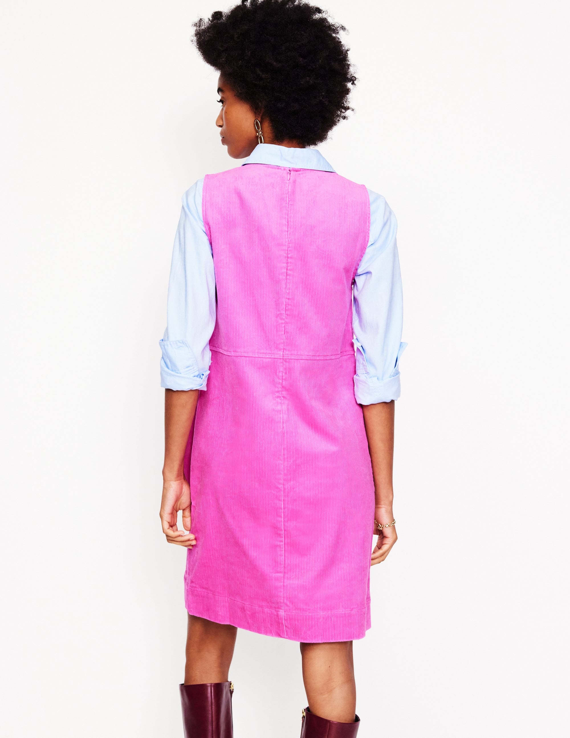 Robe droite Pia en velours côtelé-Rose phlox - Image 3