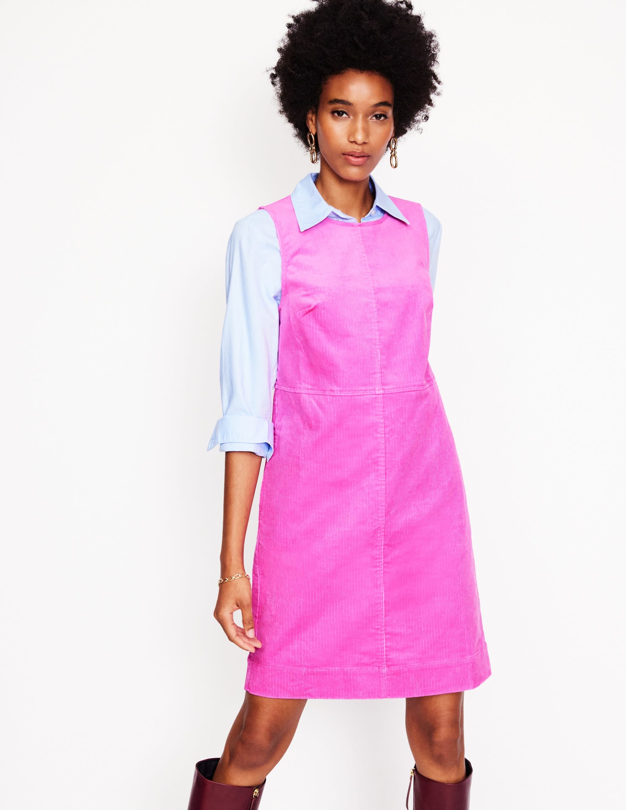 Robe droite Pia en velours côtelé-Rose phlox - Image 4