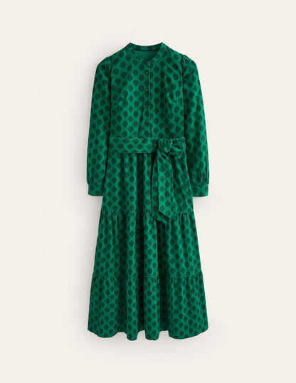 Alba Maxikleid aus Cord-Alpingrün, Dekorativer Stempel-6
