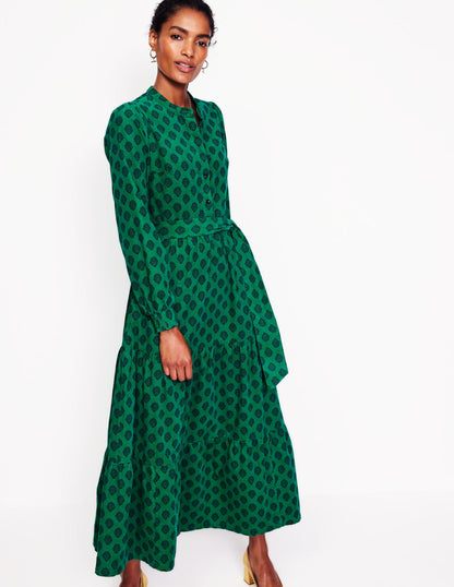 Alba Maxikleid aus Cord-Alpingrün, Dekorativer Stempel-4