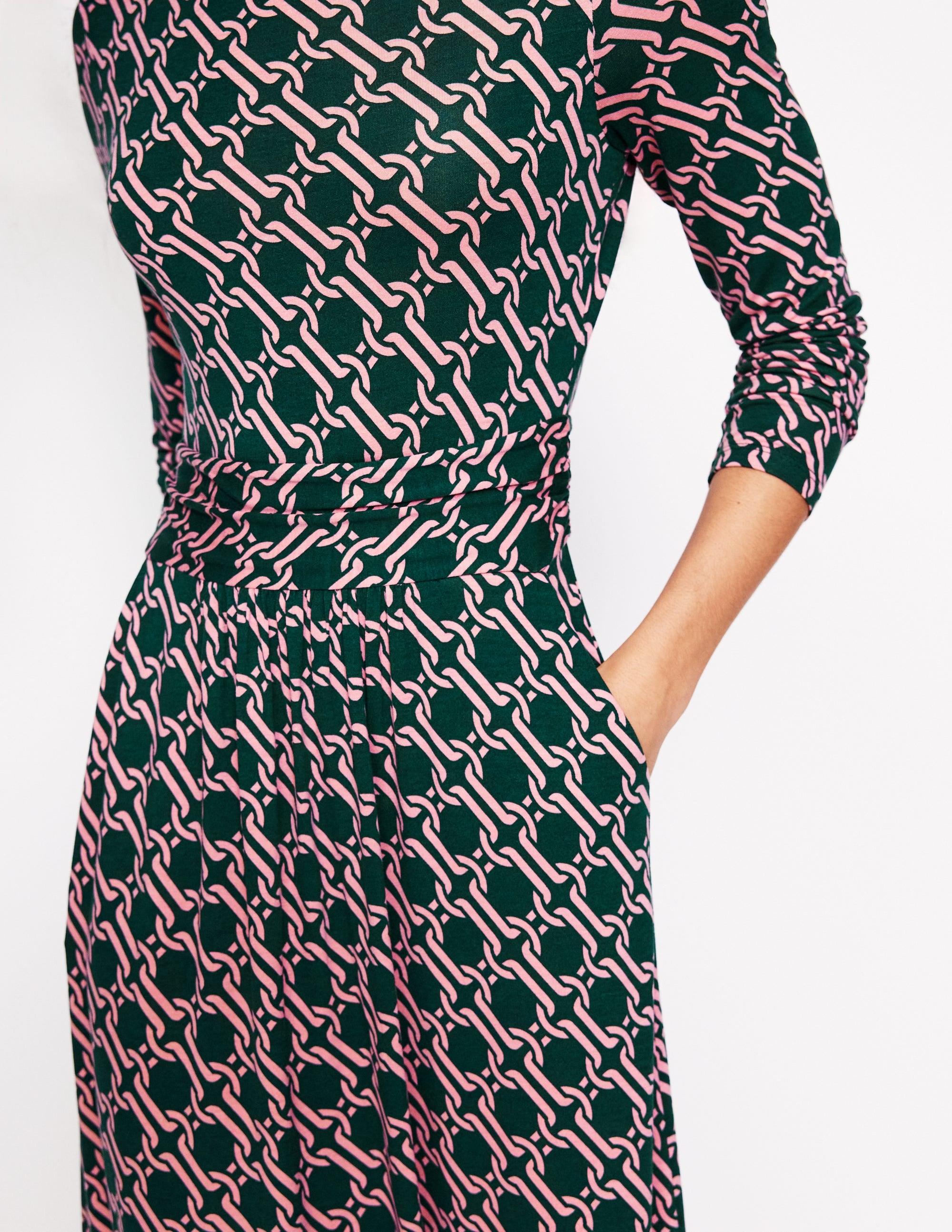 Robe midi Amelie à manches longues-Clairière, motif Chain Geo - Image 2