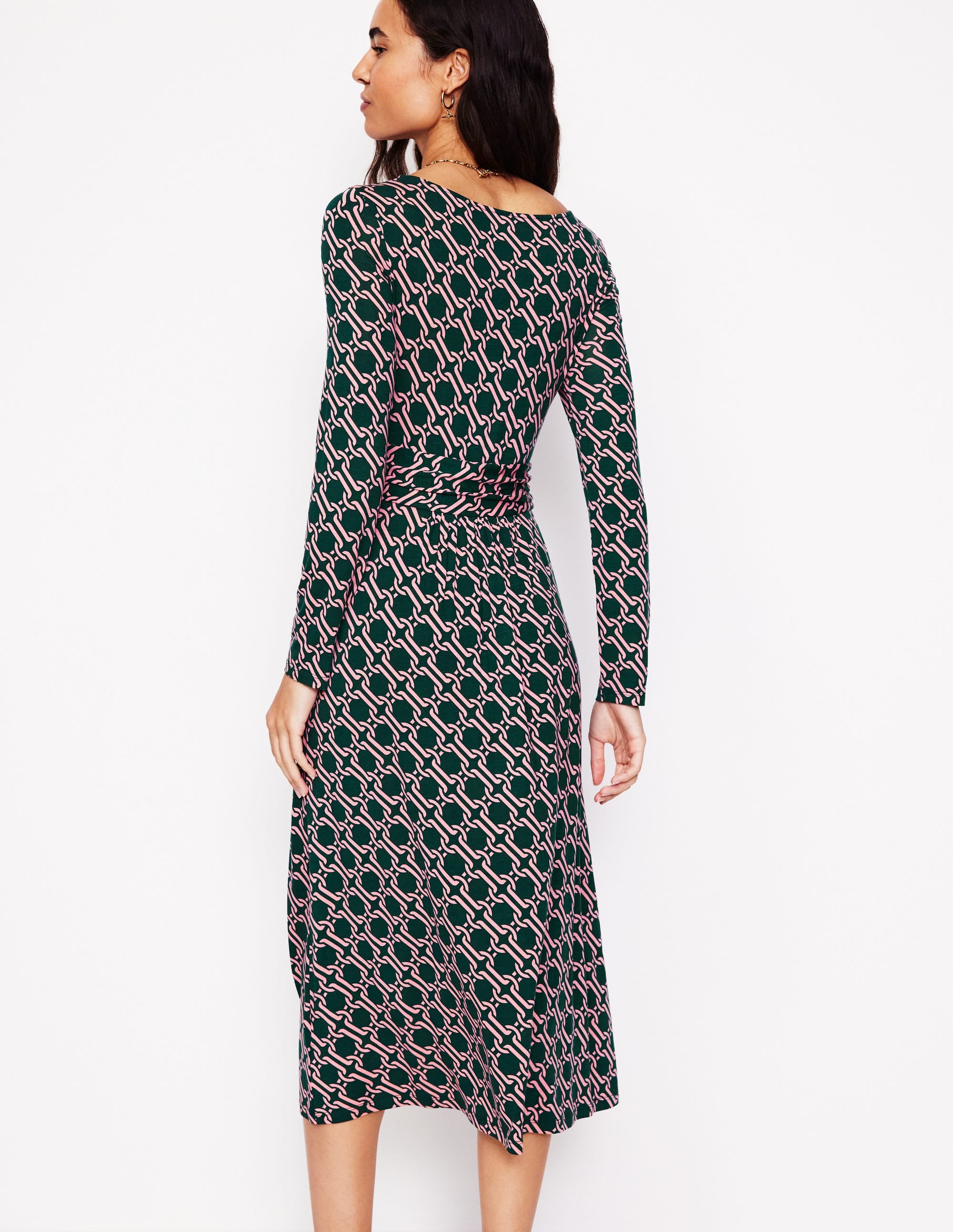 Robe midi Amelie à manches longues-Clairière, motif Chain Geo - Image 3