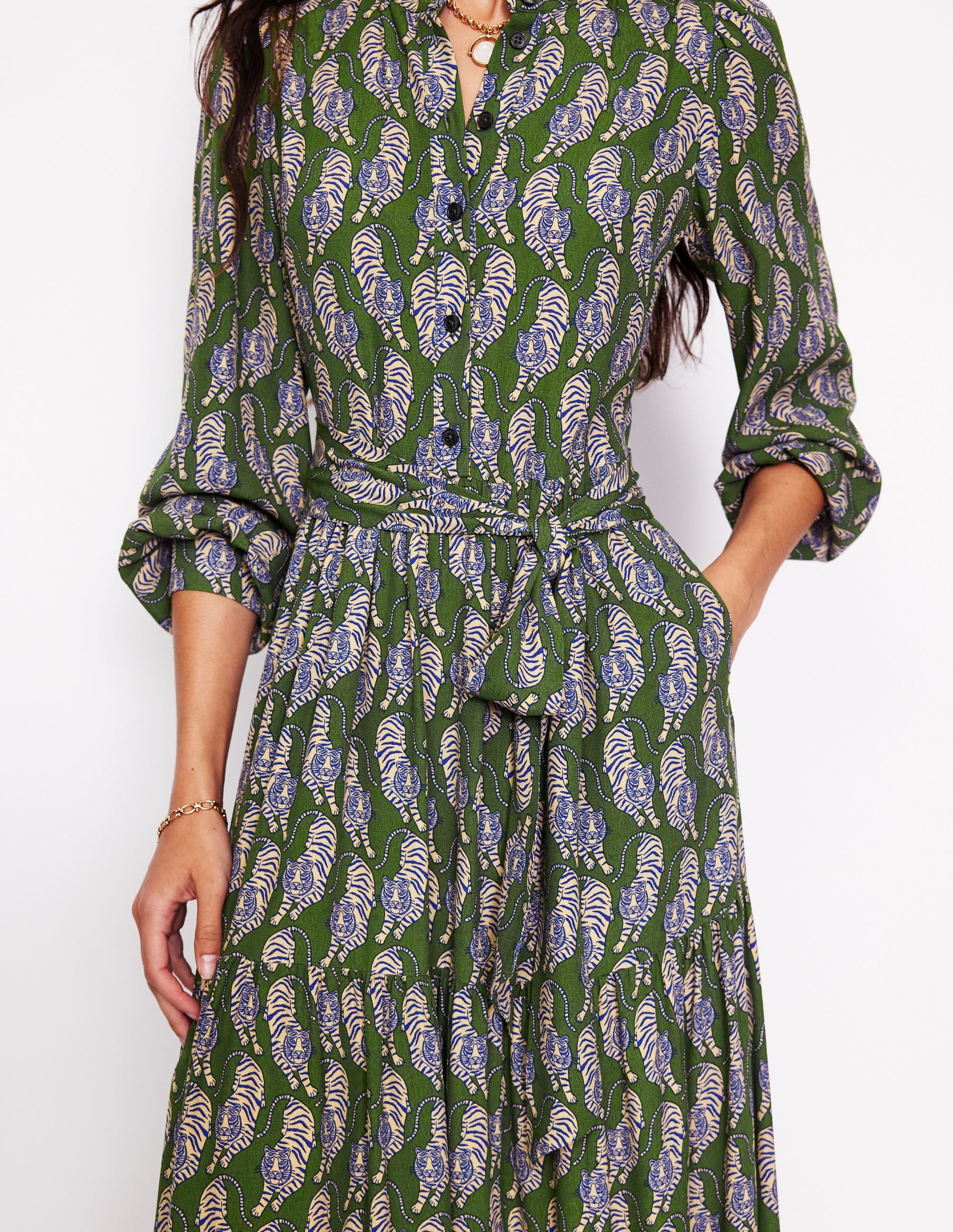 Alba Maxikleid aus Viskose-Schnittlauch, Tiger - Image 2