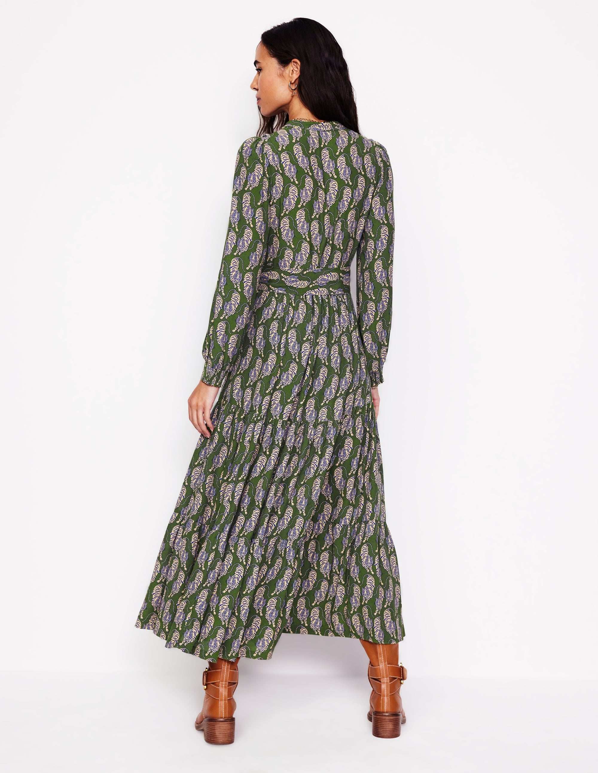 Alba Maxikleid aus Viskose-Schnittlauch, Tiger - Image 3