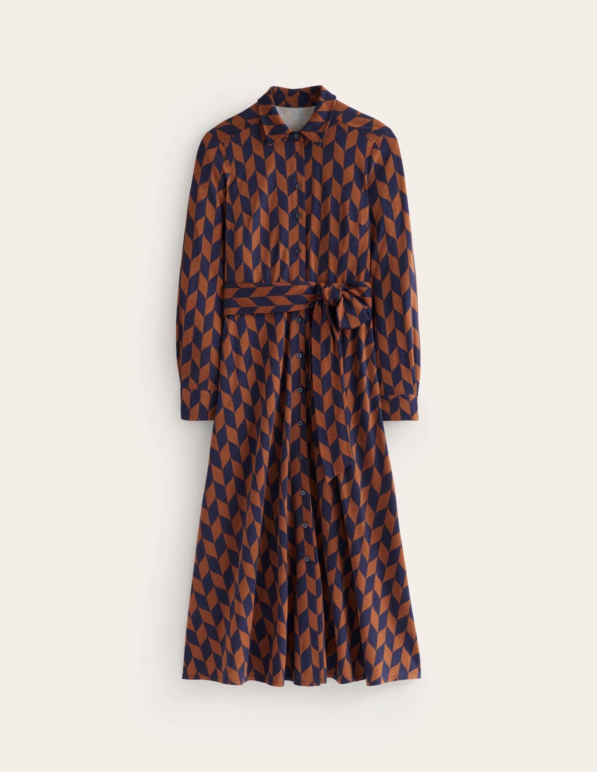 Robe-chemise Marcia en jersey-Cognac, motif Chevron Swirl - Image 7