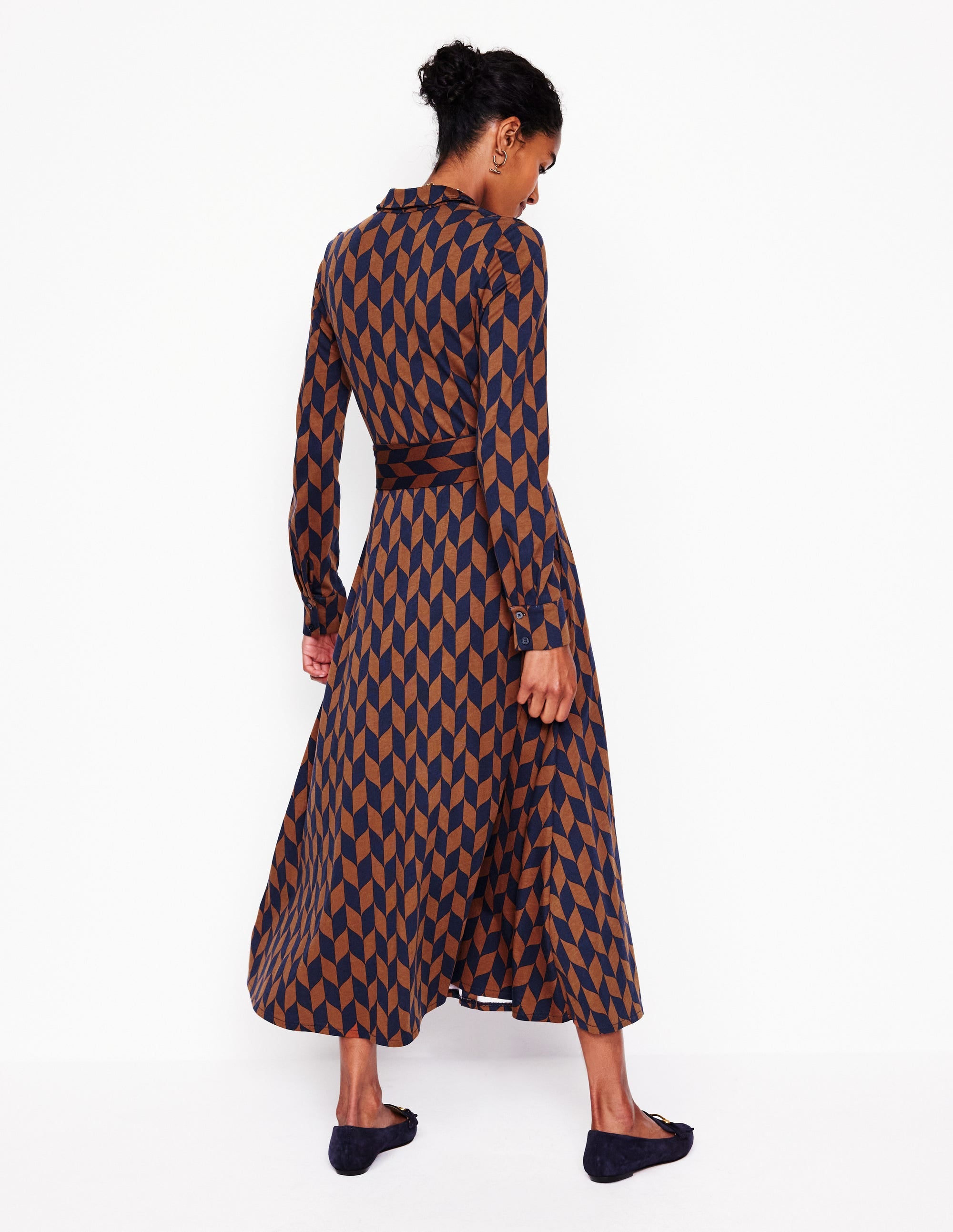 Robe-chemise Marcia en jersey-Cognac, motif Chevron Swirl - Image 3