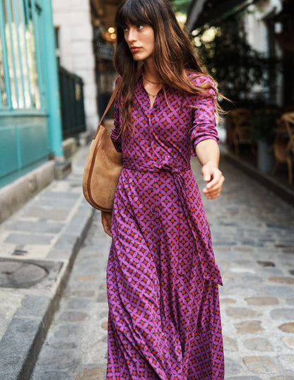 Marcia Jersey Midi Shirt Dress-Regal Purple, Diamond Terrace