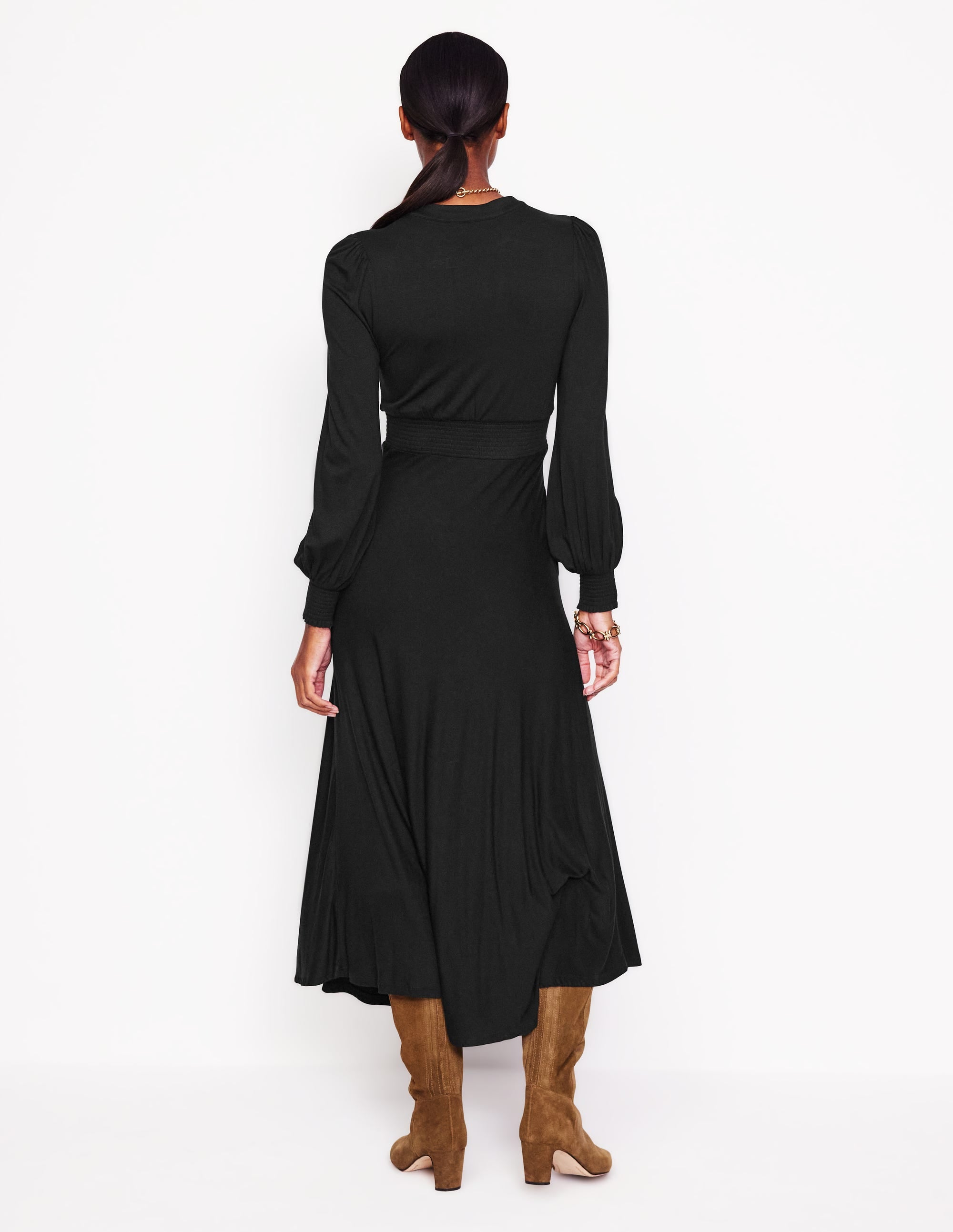 Robe midi Georgia en jersey-Noir - Image 3
