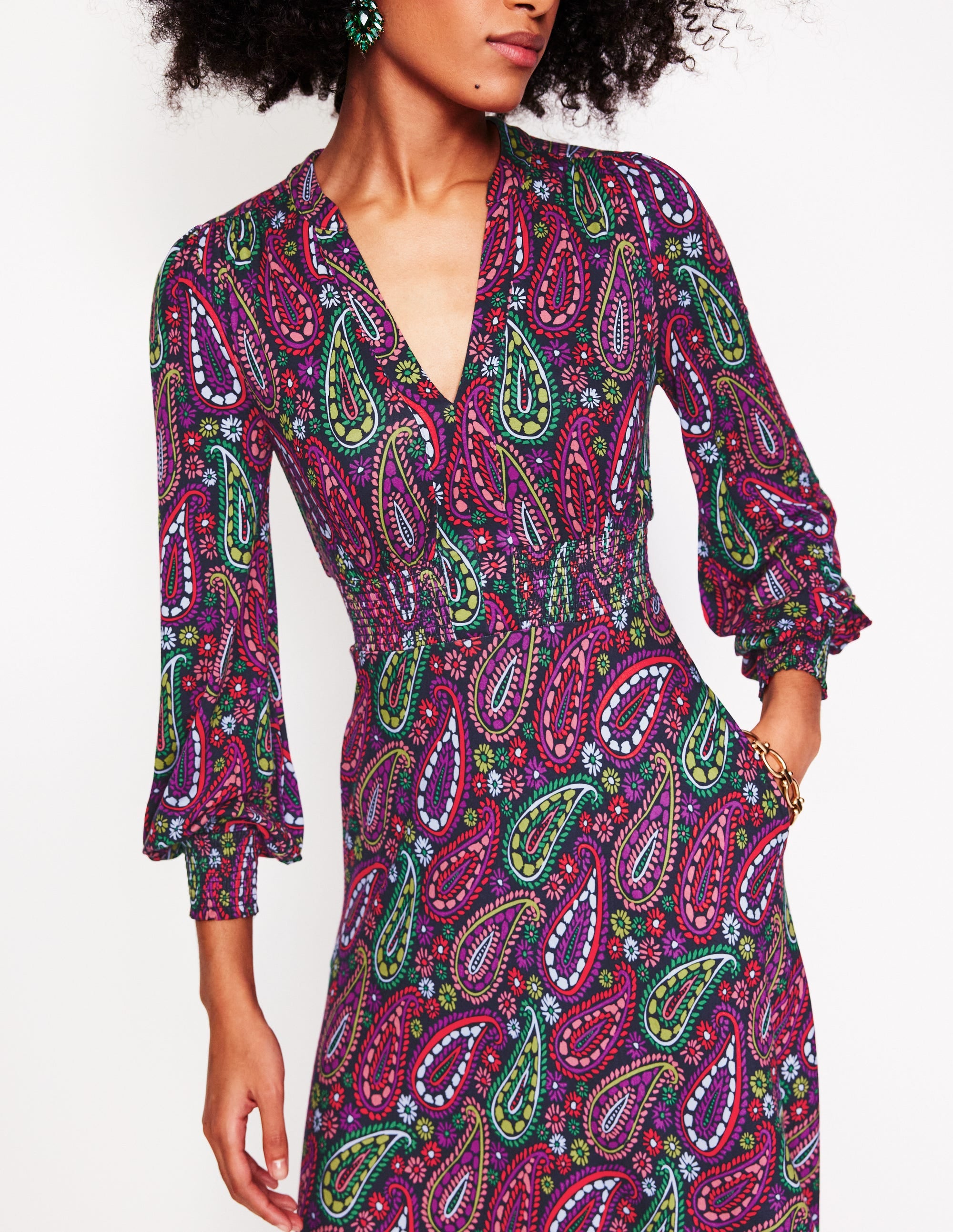 Robe midi Georgia en jersey-Multi, motif Illustrated Paisley - Image 2