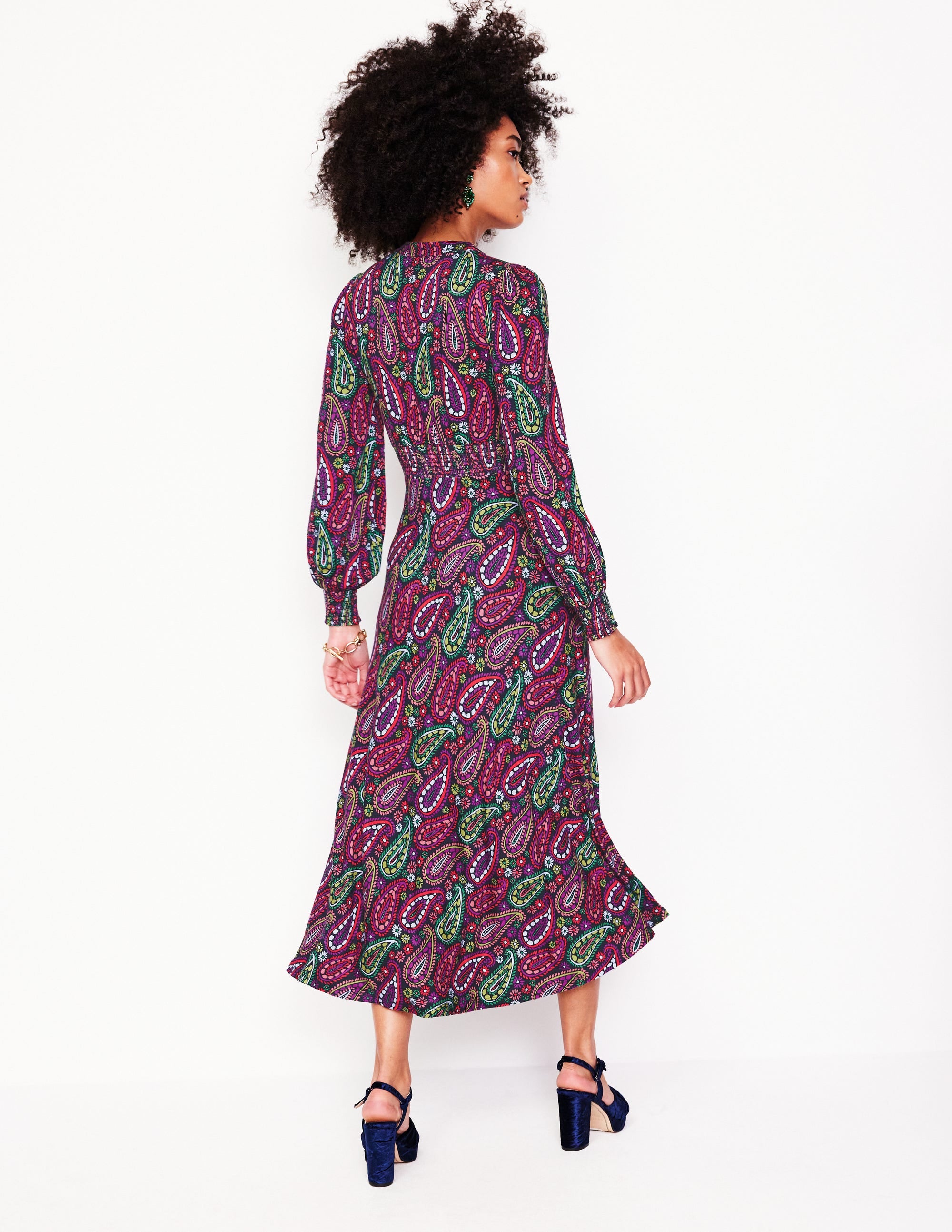 Robe midi Georgia en jersey-Multi, motif Illustrated Paisley - Image 3