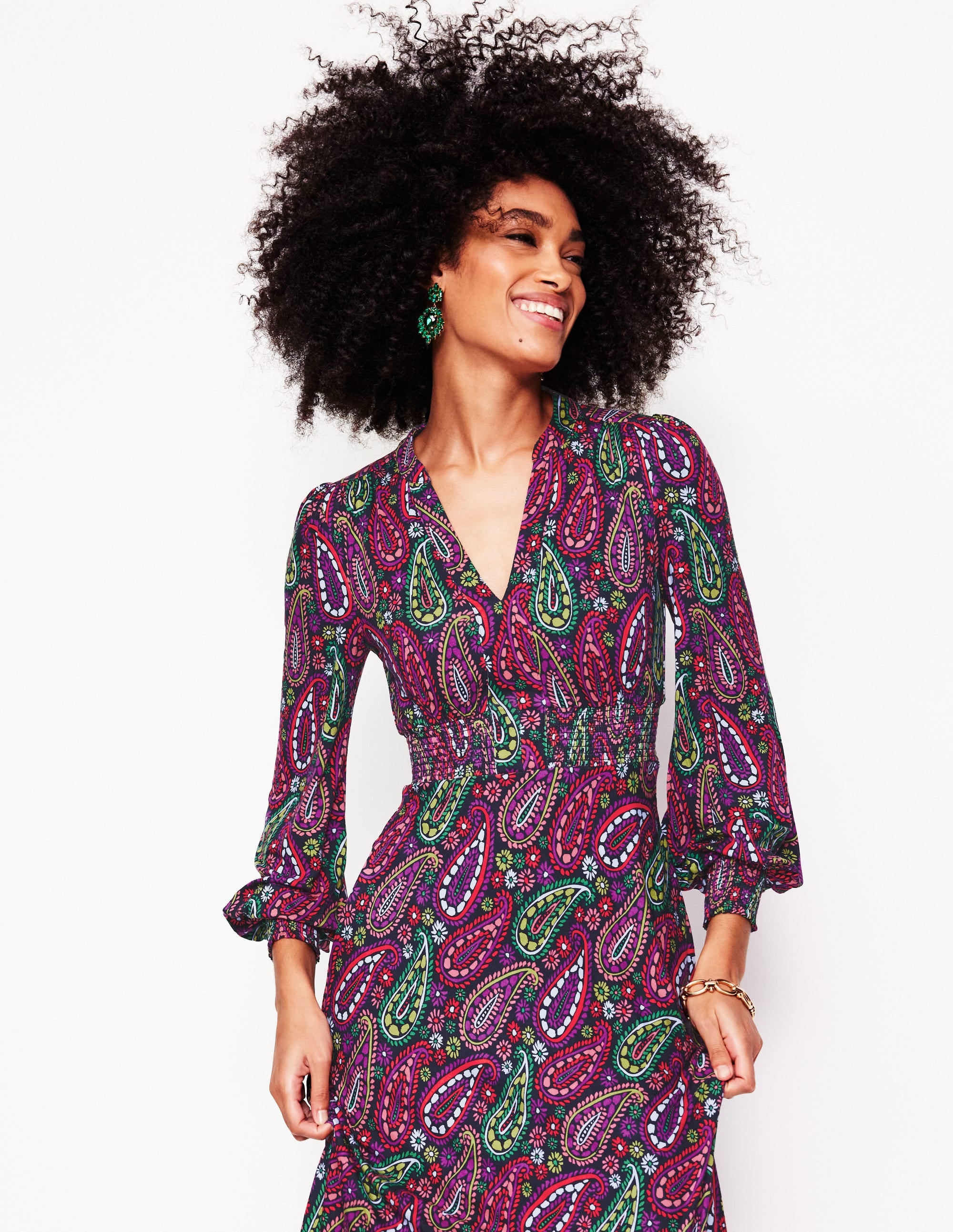 Robe midi Georgia en jersey-Multi, motif Illustrated Paisley - Image 4
