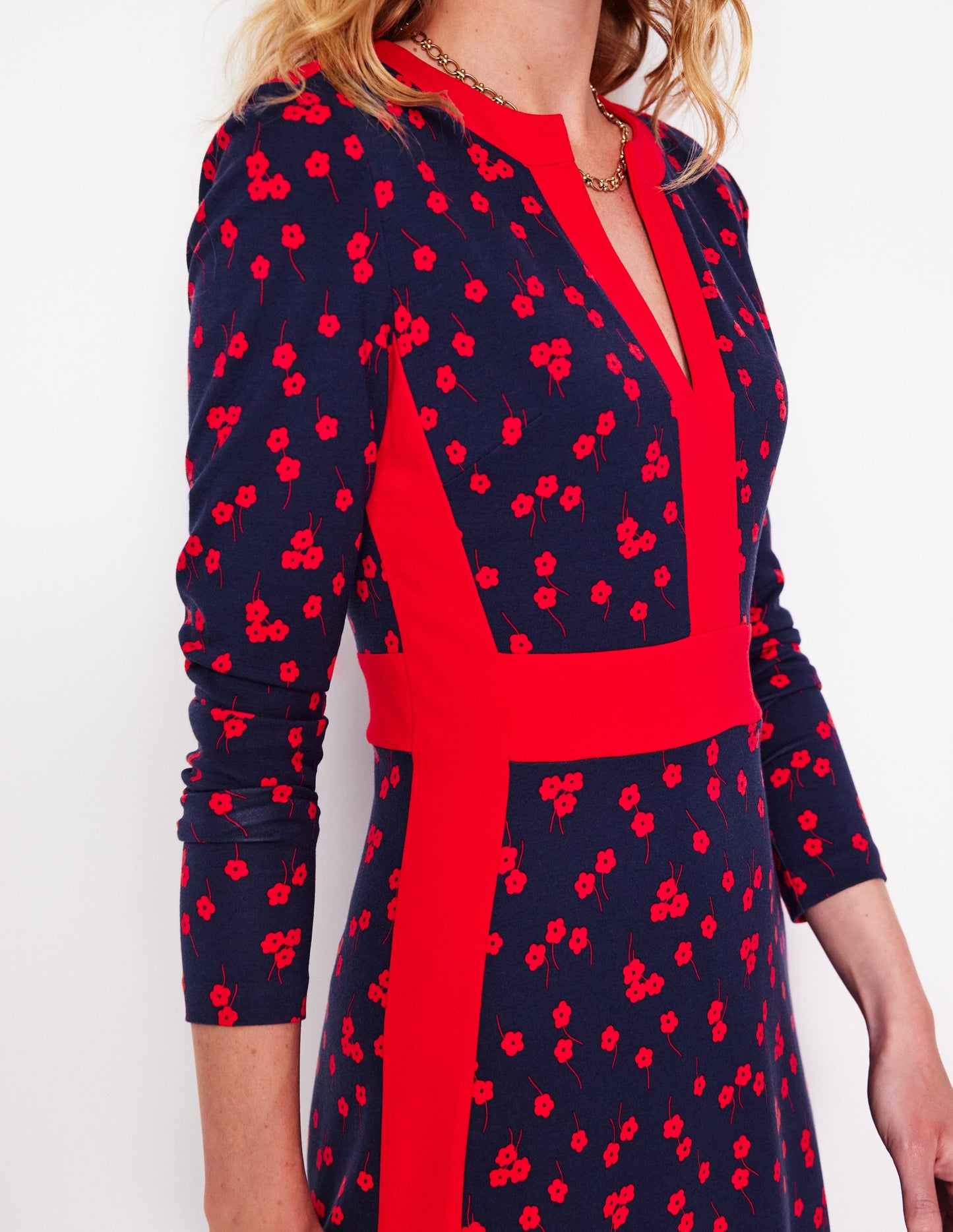 Catherine Ponte Midi Dress-Rouge, Fall Sprig