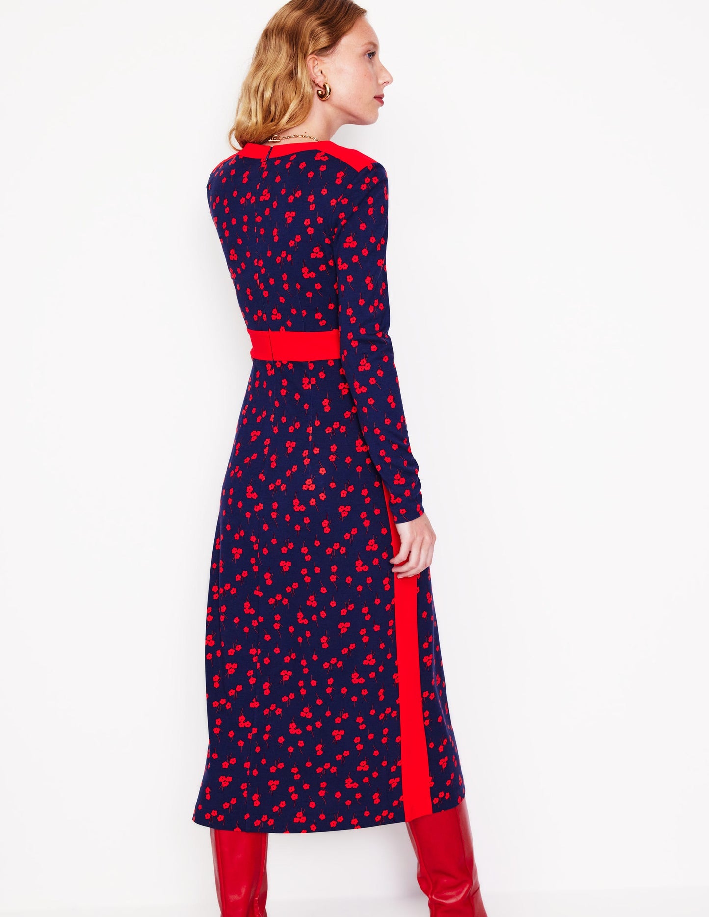 Catherine Ponte Midi Dress-Rouge, Fall Sprig