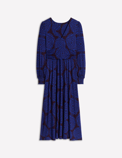 Robe longue Daphne en jersey-Violet, Cascade Mosaïque