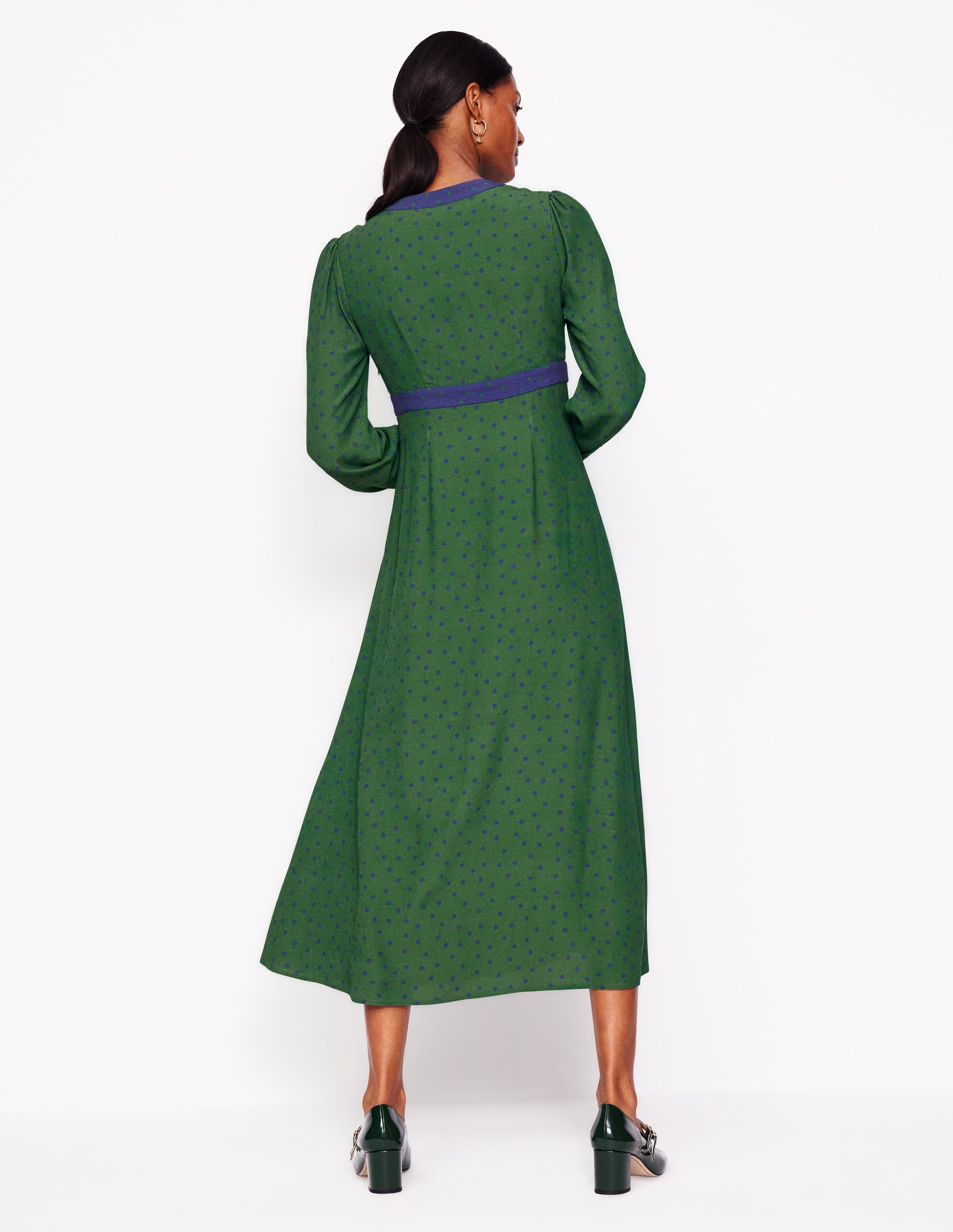 Imelda Border Print Midi Dress-Eden, Sparse Spot - Image 3