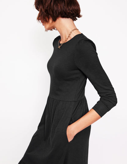 Emma Long Sleeve Jersey Dress-Black