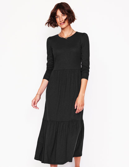 Emma Long Sleeve Jersey Dress-Black