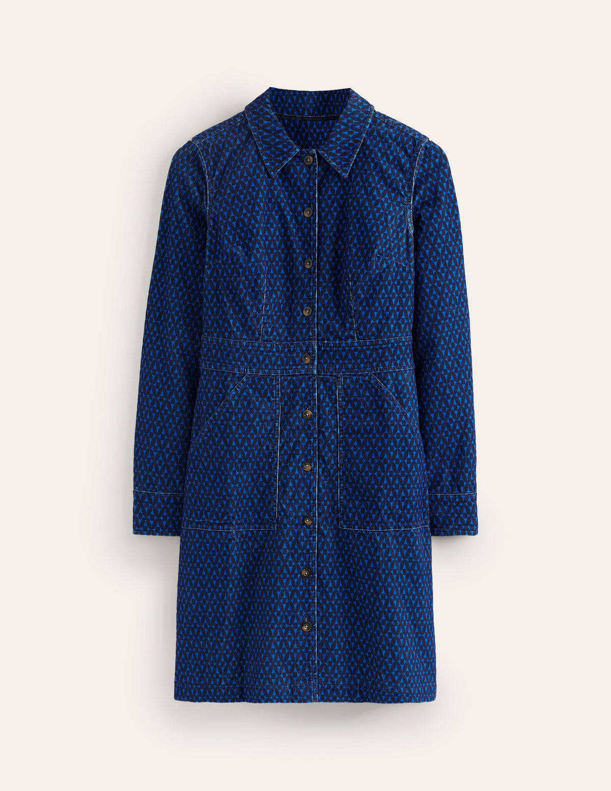 Robe-chemise Flora en velours côtelé-Bleu, motif Diamond Trellis - Image 5