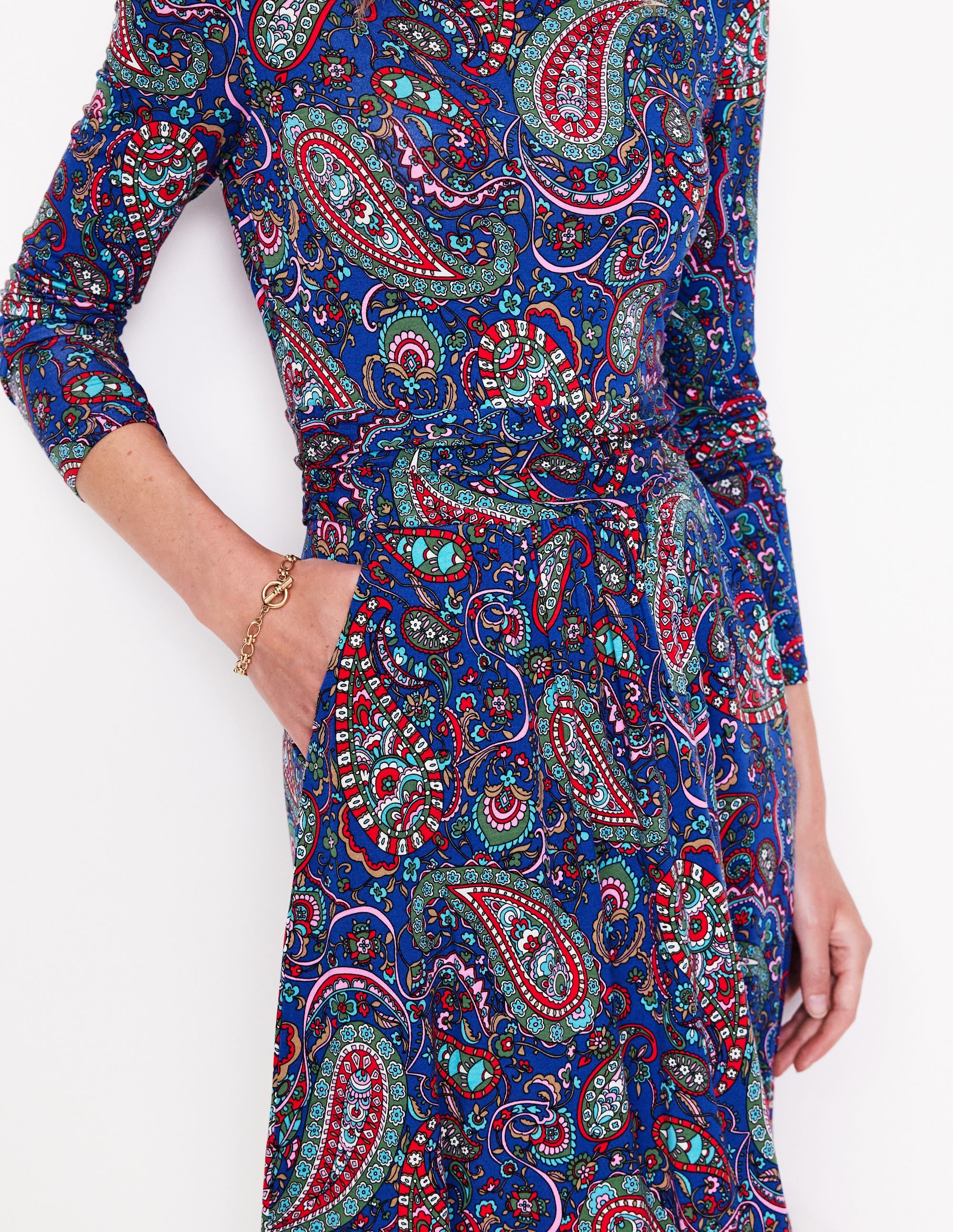 Robe Amelie à manches longues-Geai beu, motif Paisley Paradise - Image 2