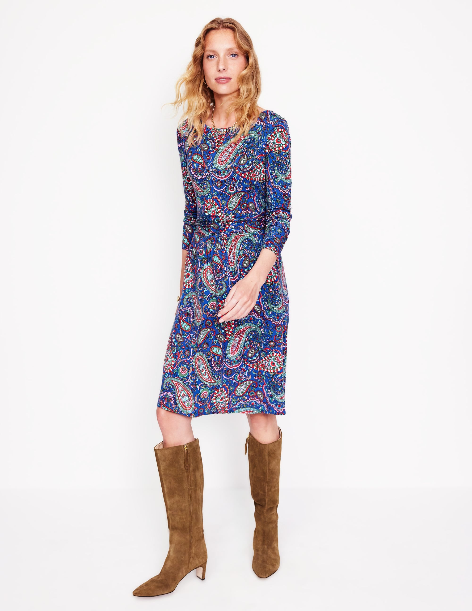 Robe Amelie à manches longues-Geai beu, motif Paisley Paradise - Image 4