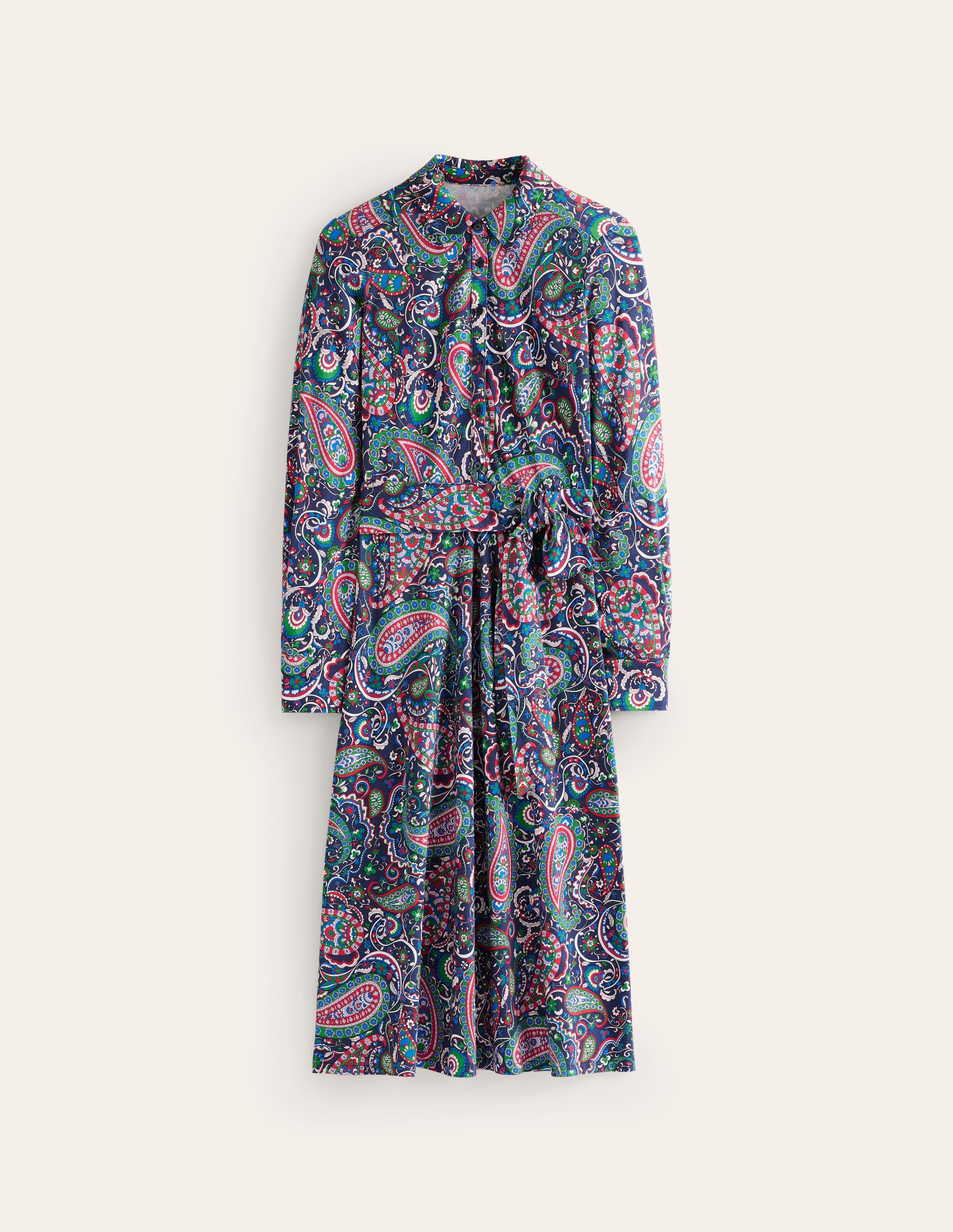 Laura Midi-Hemdblusenkleid aus Jersey-Marineblau, Paisley Paradies - Image 6