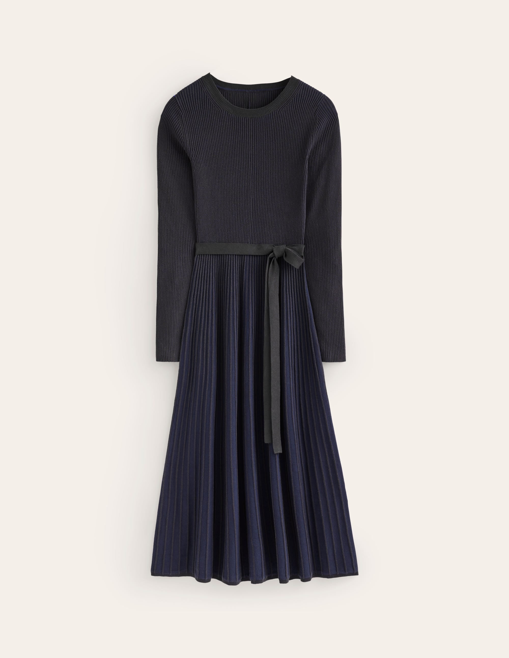 Lola Knitted Midi Dress-Navy, Black Plated - Image 5