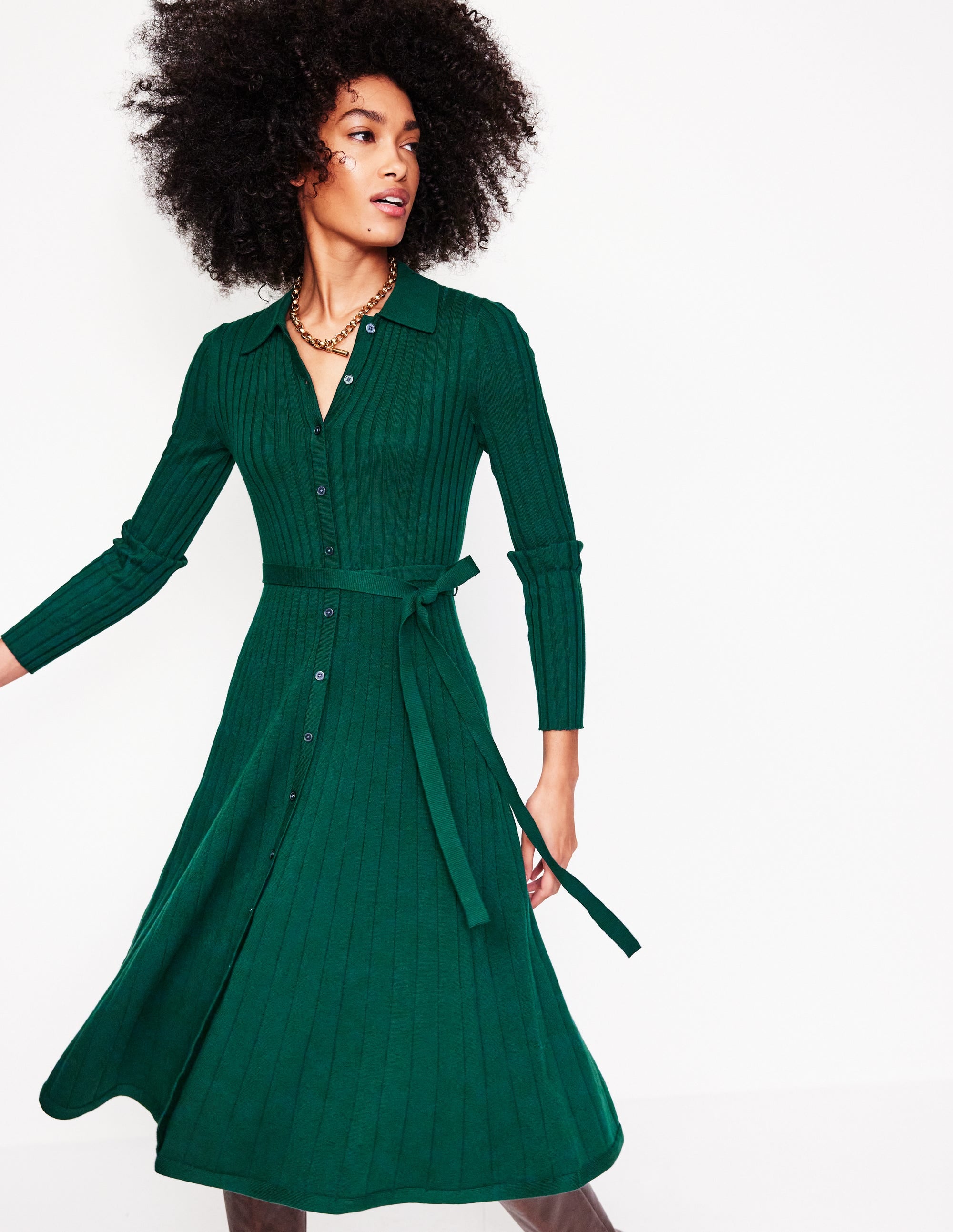 Rachel Knitted Shirt Dress-Glade - Image 1