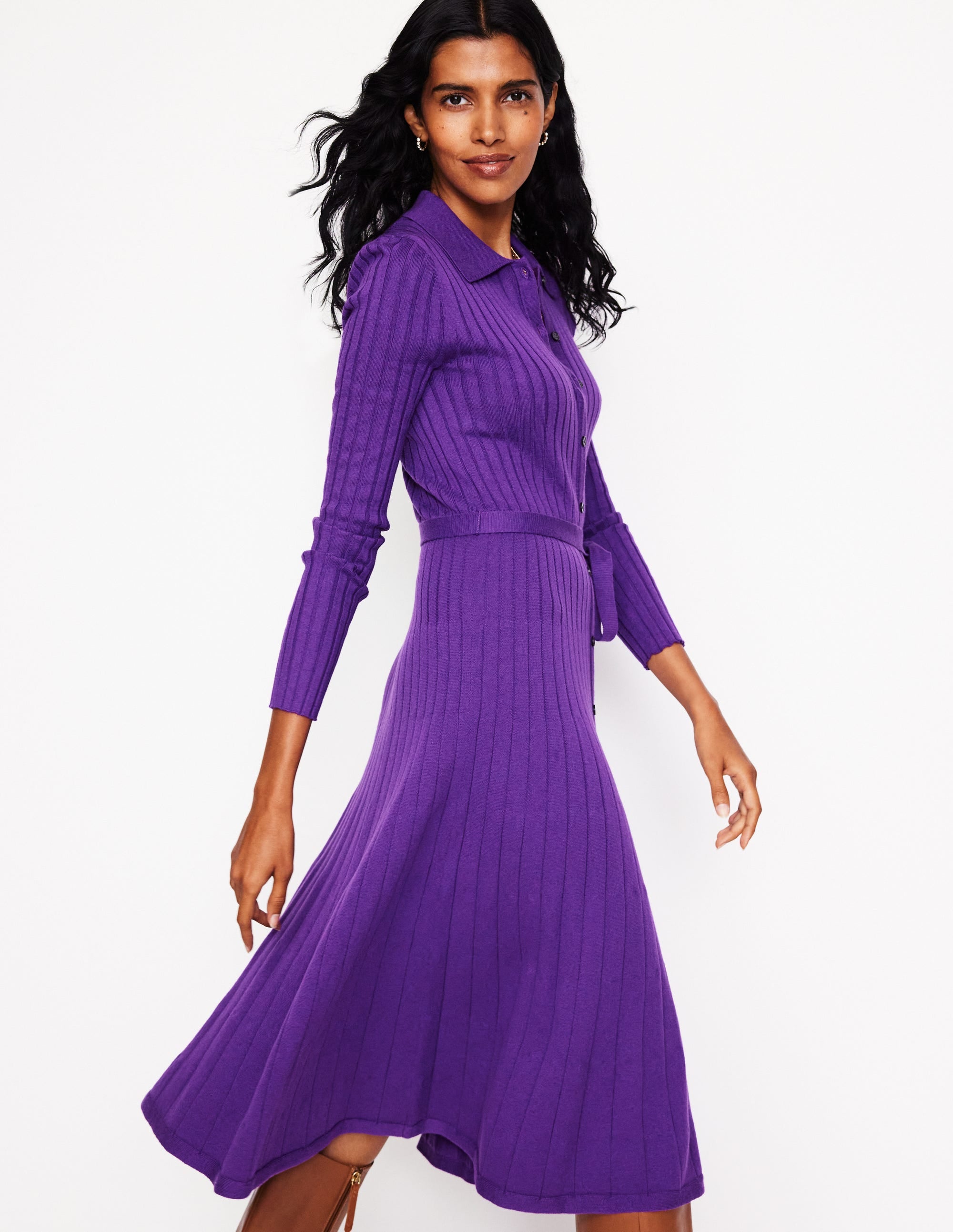 Robe-chemise Rachel en maille-Améthyste - Image 4