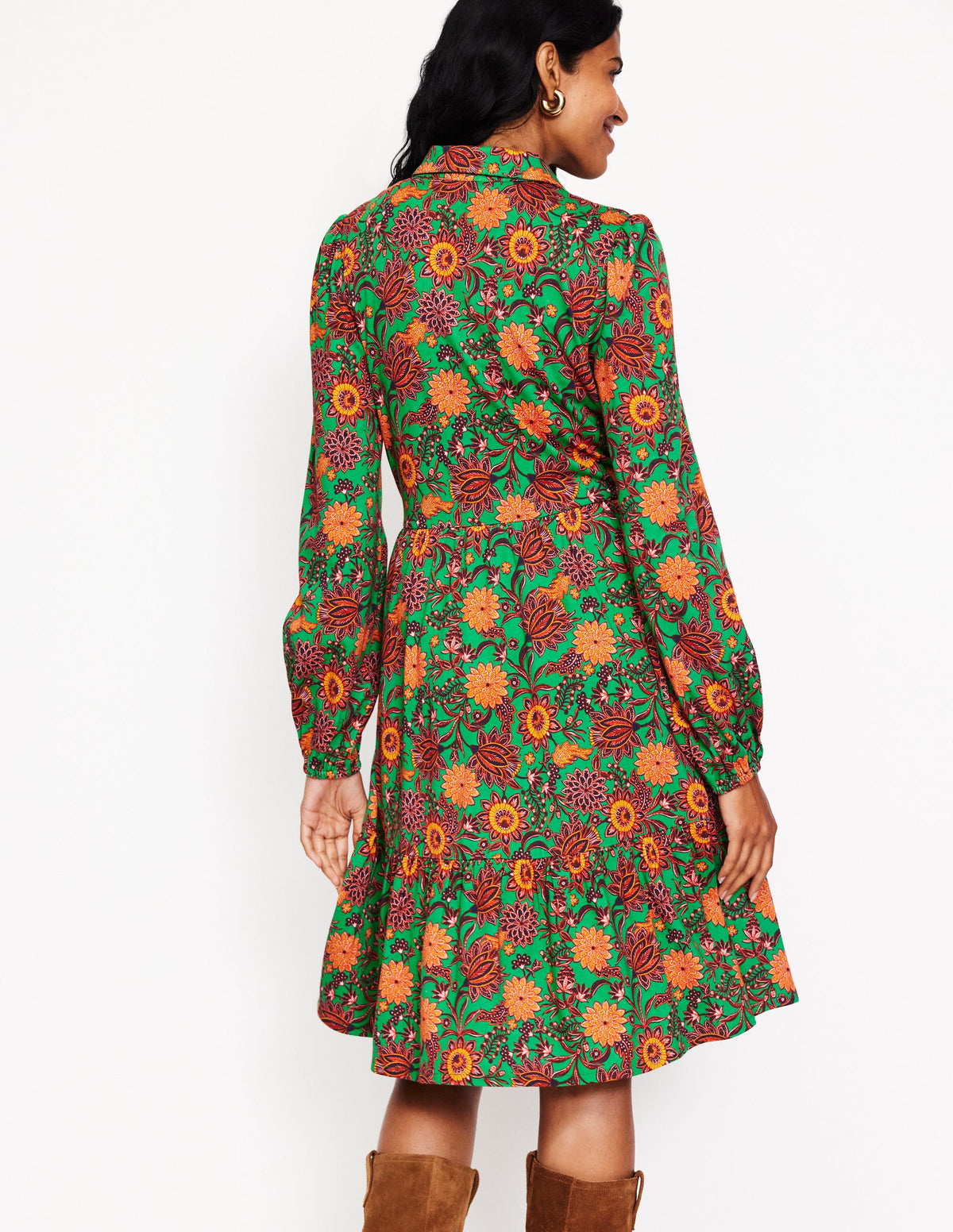 Jemima Gestuftes Jerseykleid-Sattes Smaragdgrün, dekorative Knospe - Image 4