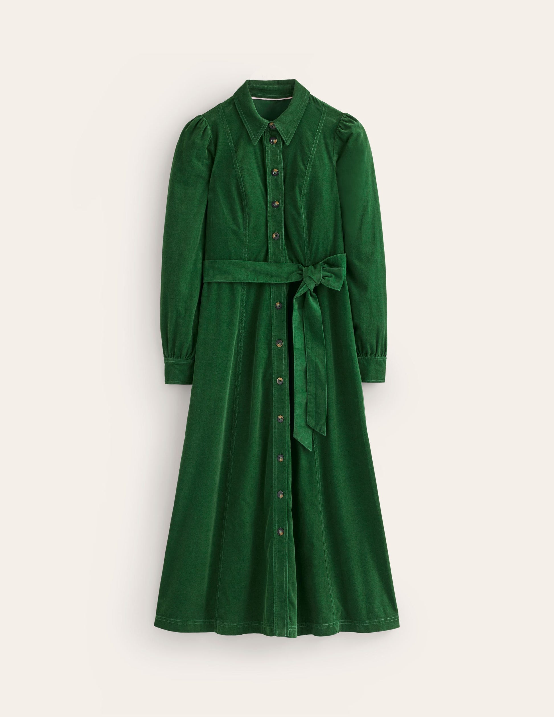 Aubrey Midi-Hemdblusenkleid aus Cord-Dunkelgrün-9
